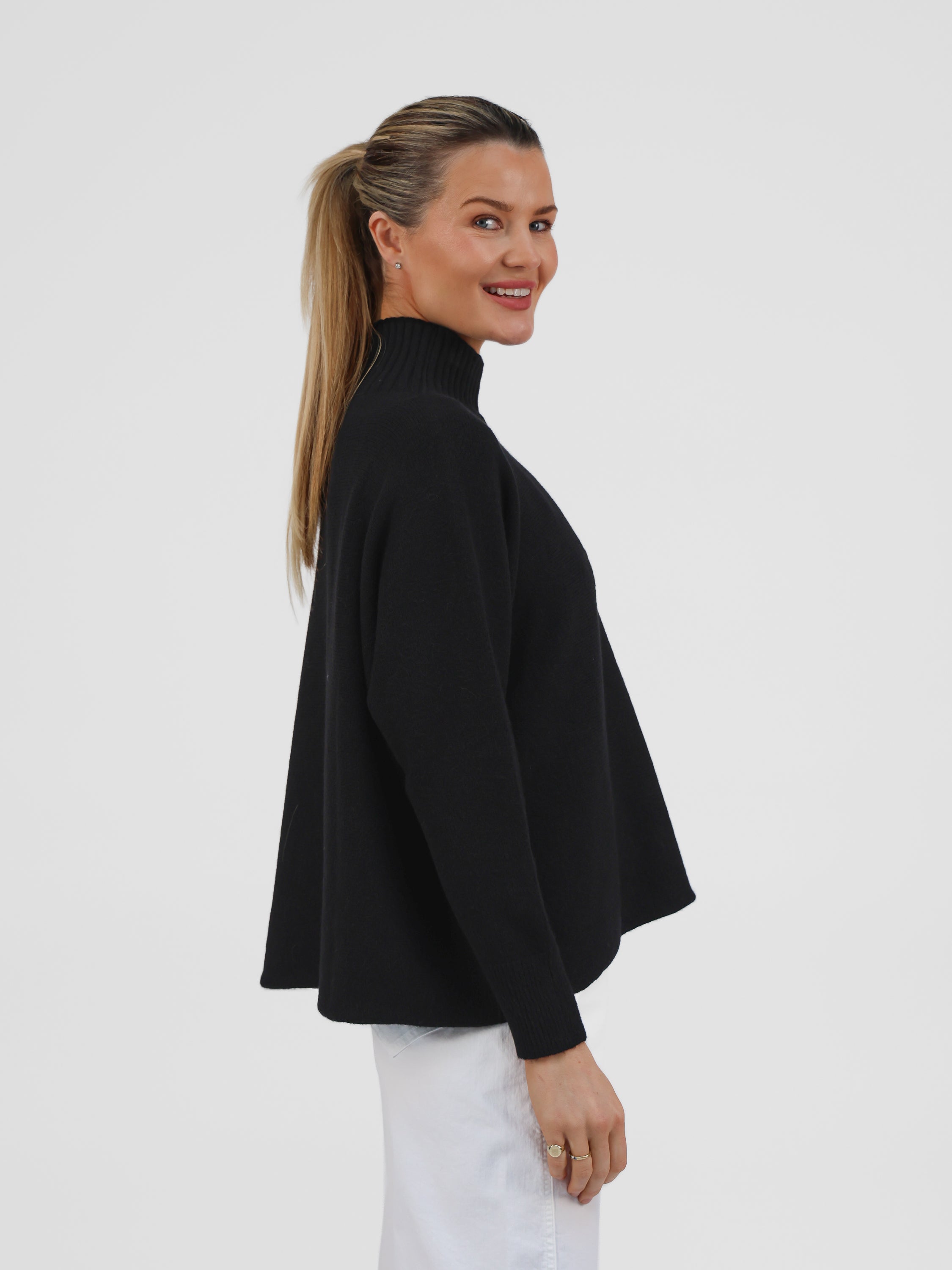 Diffusion by Kate Sweater One Size Josep Long Sleeve Sweater in Black