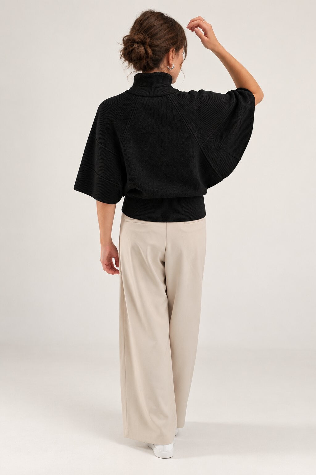 Diffusion by Kate Sweater Margot Pure Wool Cape Sweater in Black