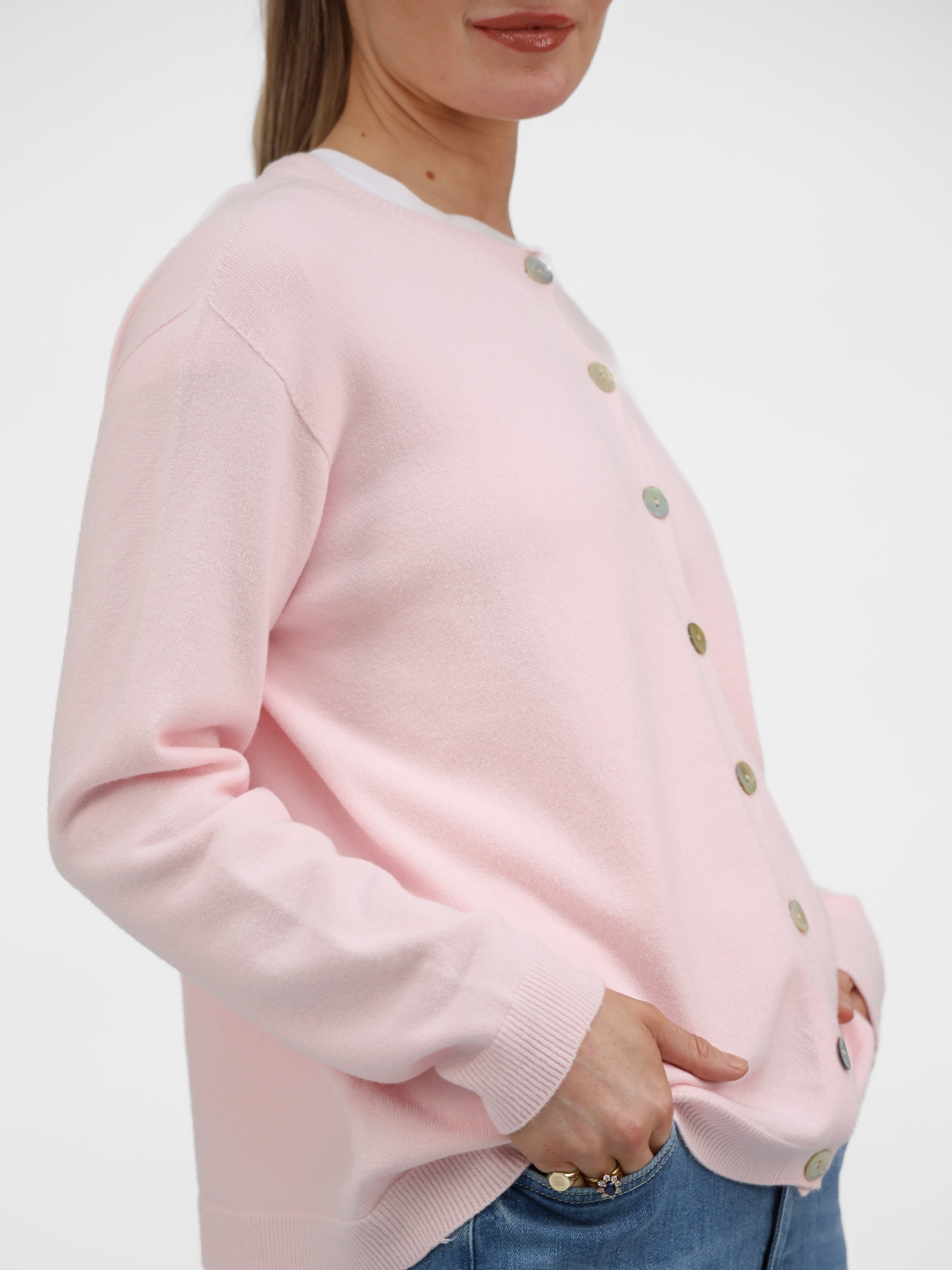 Diffusion by Kate Sweater One Size Pippa Cardigan in Baby Pink