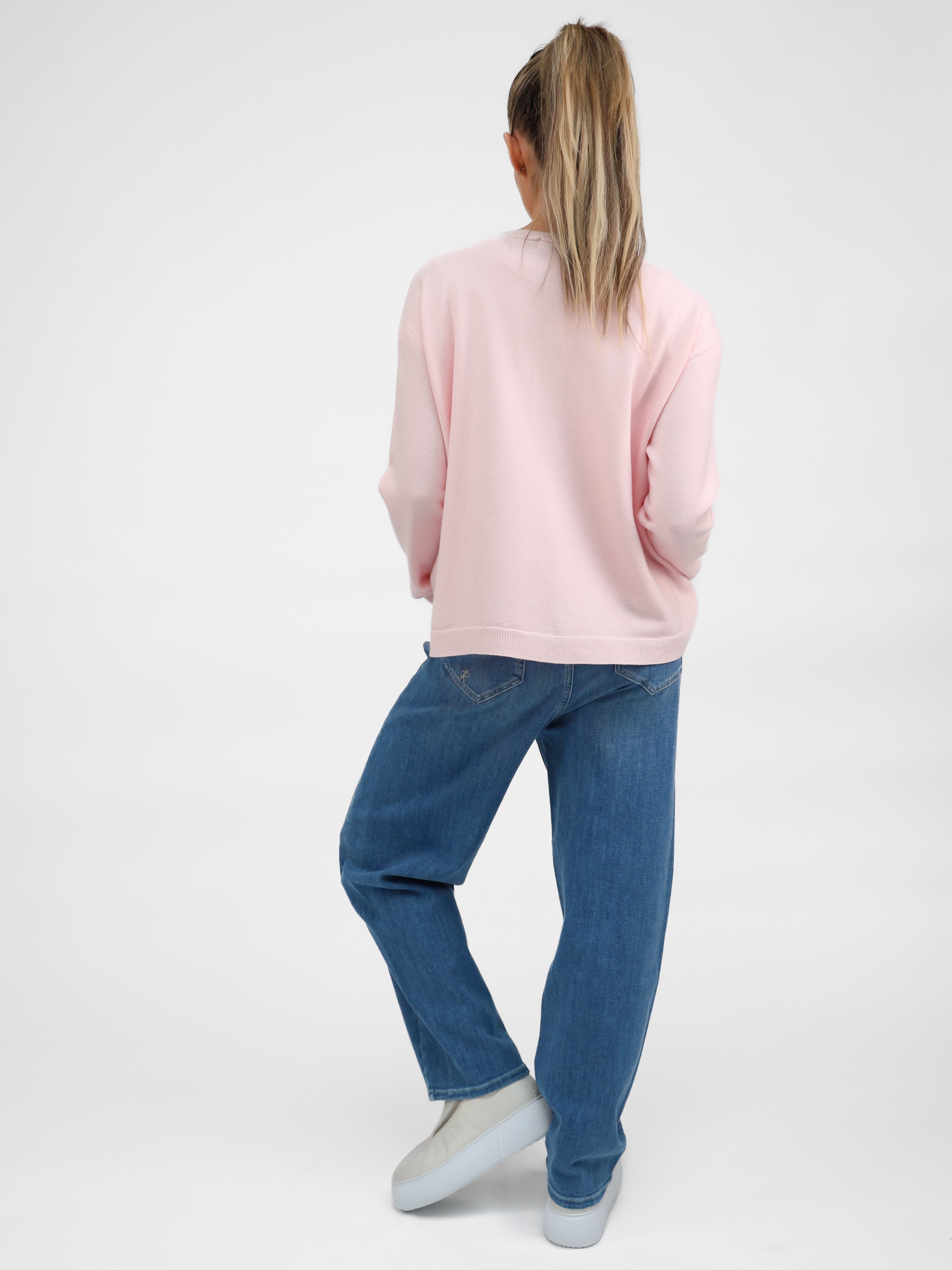 Diffusion by Kate Sweater One Size Pippa Cardigan in Baby Pink