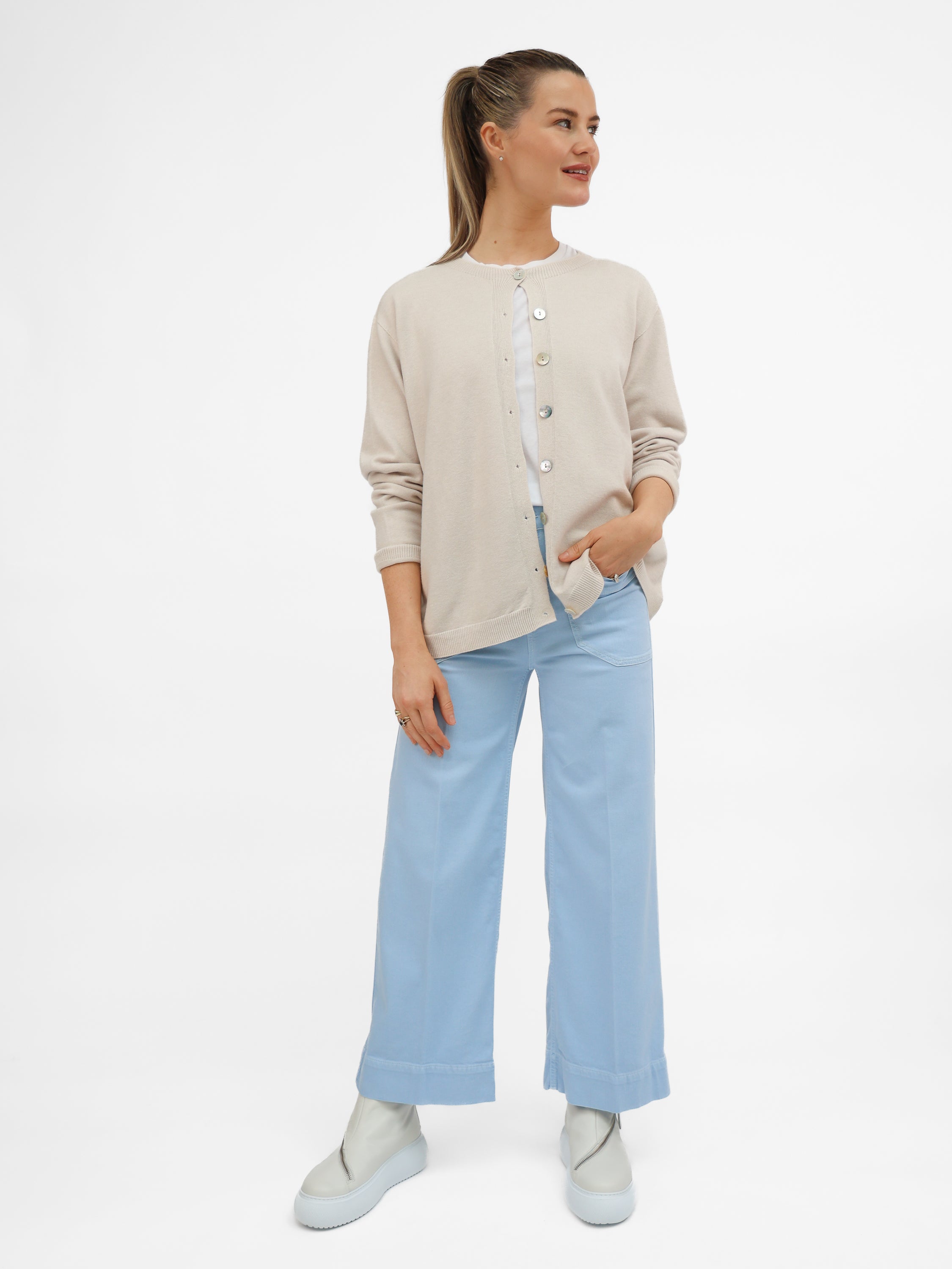 Diffusion by Kate Sweater One Size Pippa Cardigan in Sand