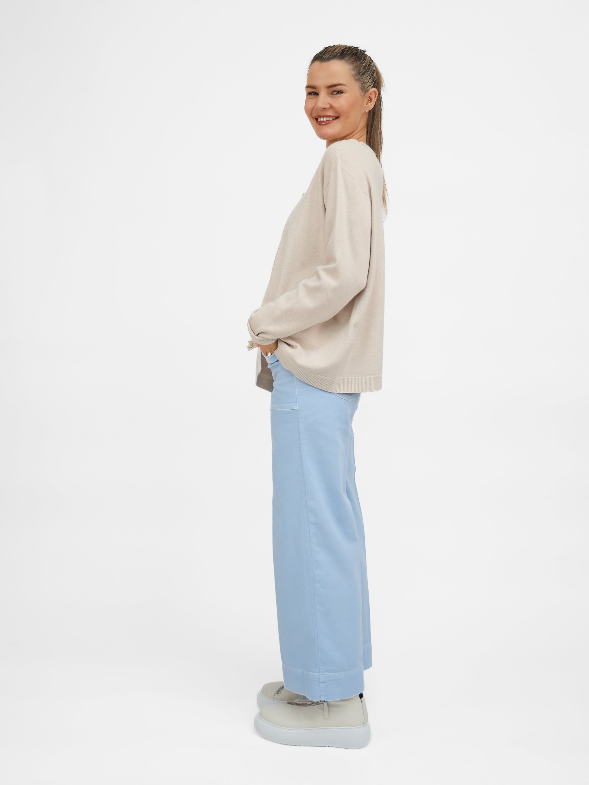 Diffusion by Kate Sweater One Size Pippa Cardigan in Sand