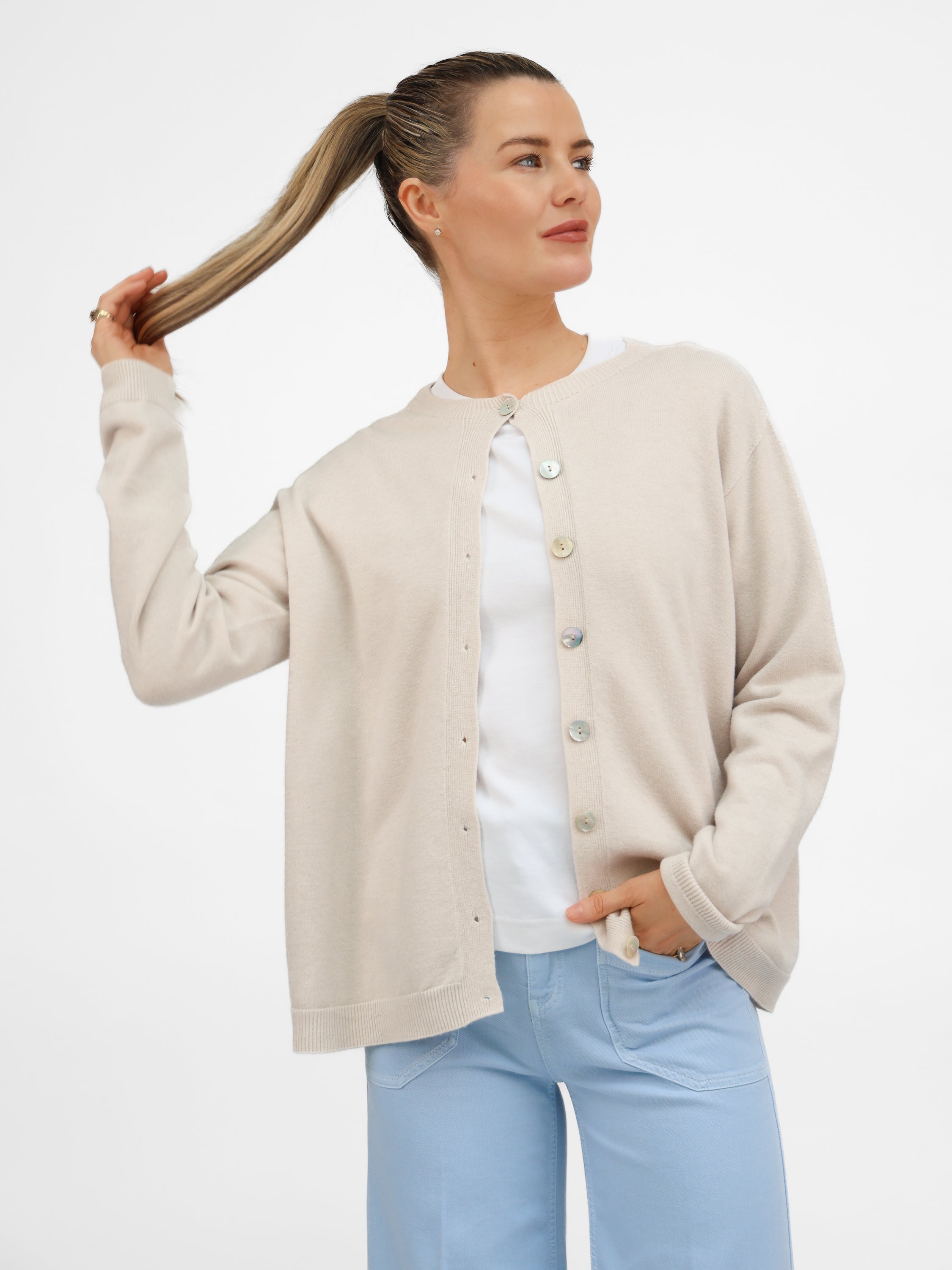 Diffusion by Kate Sweater One Size Pippa Cardigan in Sand