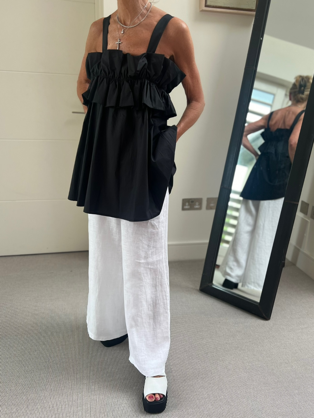 Diffusion by Kate Top Frill Tunic Top In Black