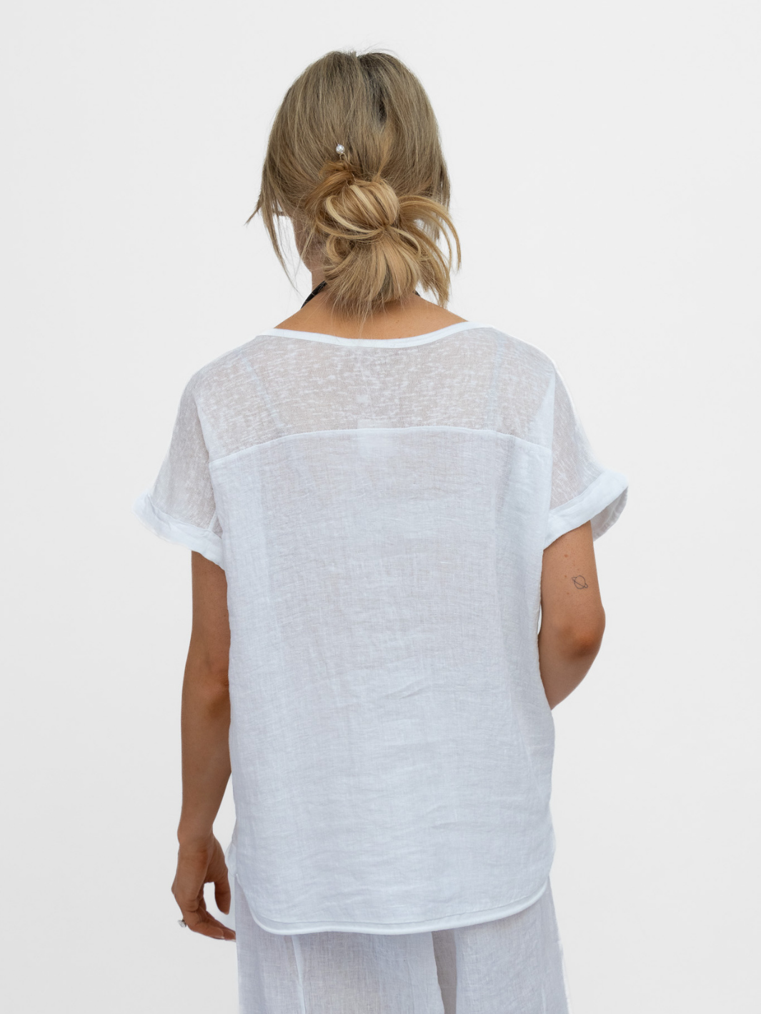 Diffusion By Kate Top One Size Jack Linen T Shirt In White
