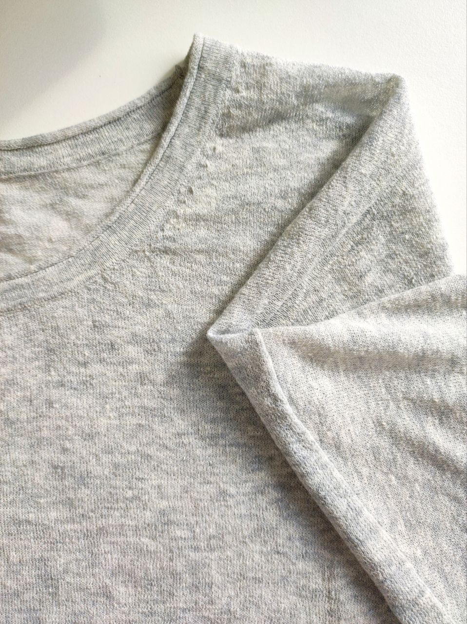 Diffusion by Kate Top One Size Lena Linen Mix Long Sleeve Tee in Grey