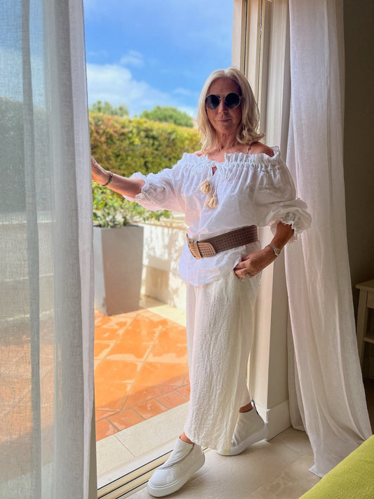 Diffusion by Kate Tops Andrea Roma Gypsy Style Off The Shoulder Top In White