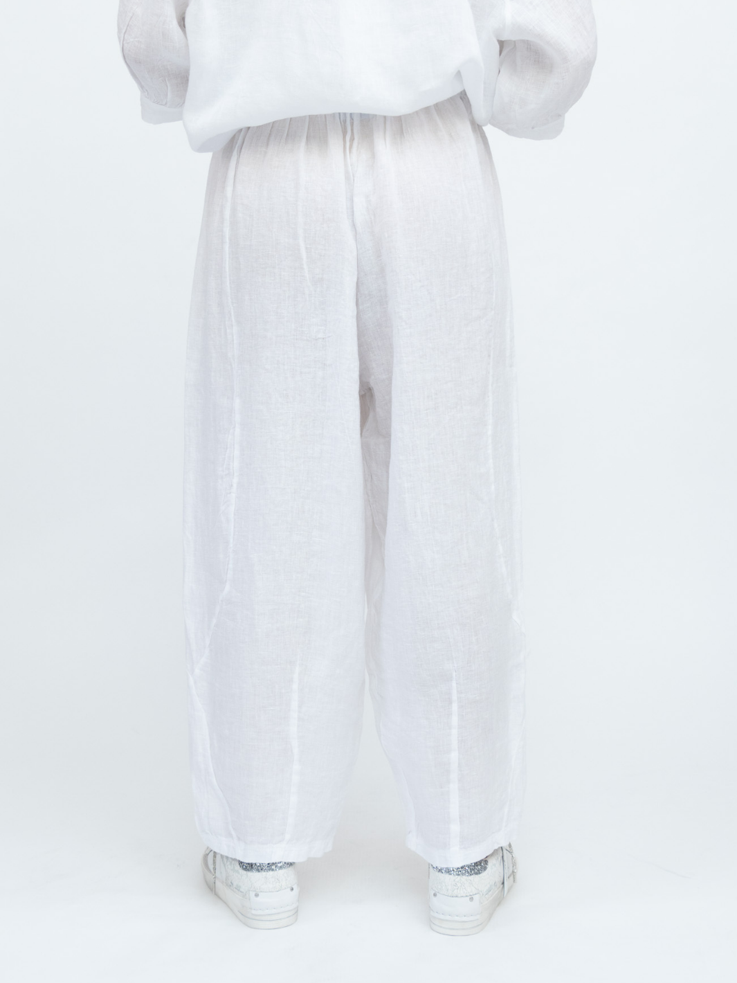 Diffusion By Kate Trousers One Size Barrel Linen Cropped Trousers In White