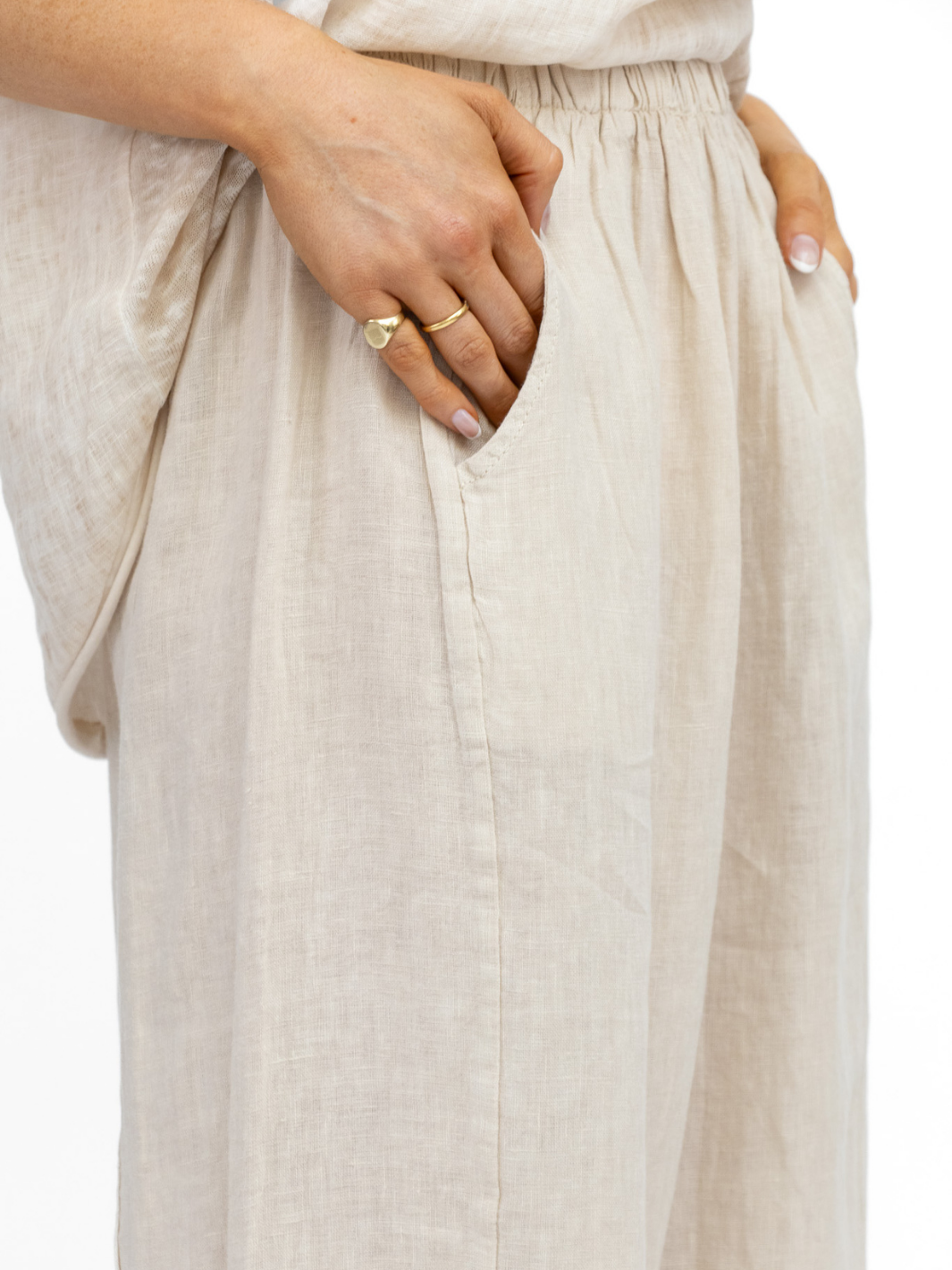 Diffusion By Kate Trousers One Size Barrel Linen Loose Fit Trousers In Sand