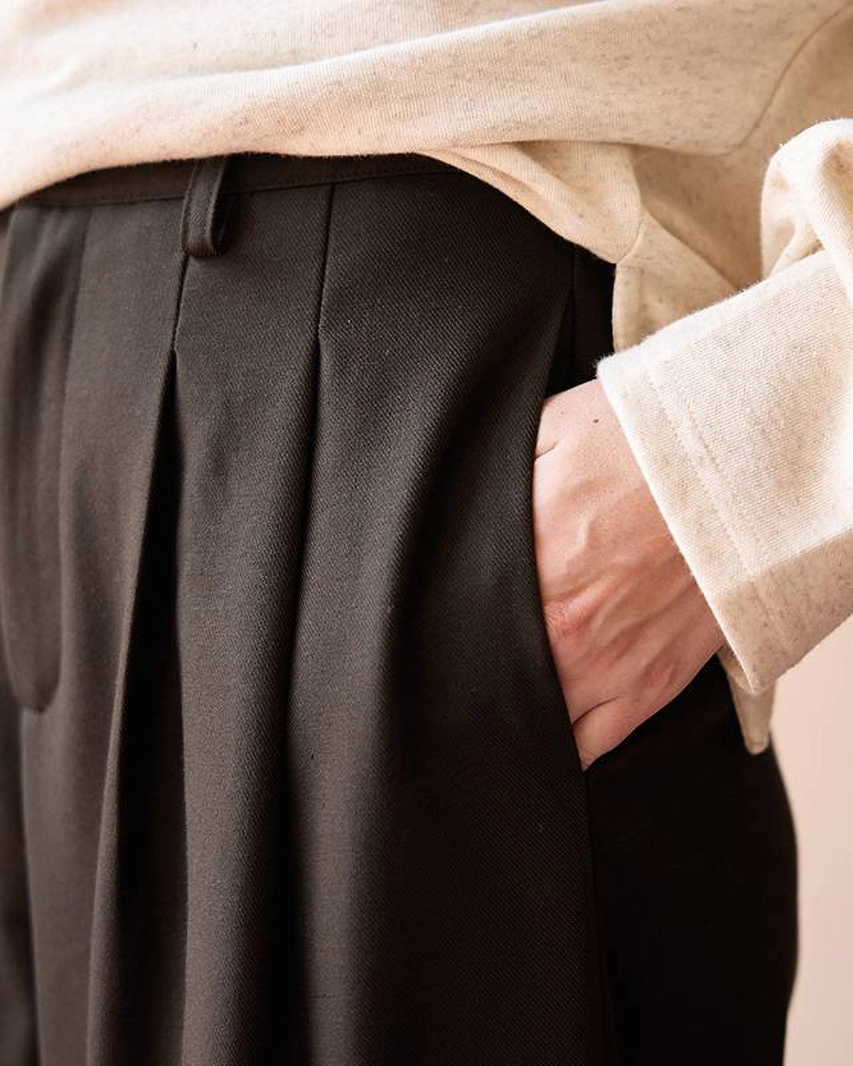 Diffusion by Kate Trousers Double Pleat Wide Leg Trousers in Coffee
