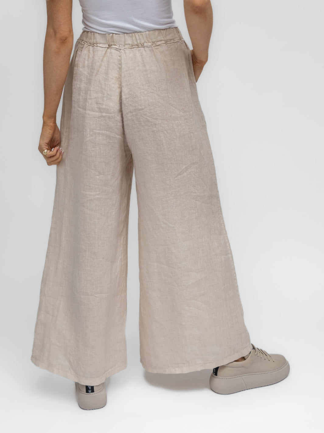 Diffusion by Kate Trousers One Size Linen Palazzo Trousers in Sand