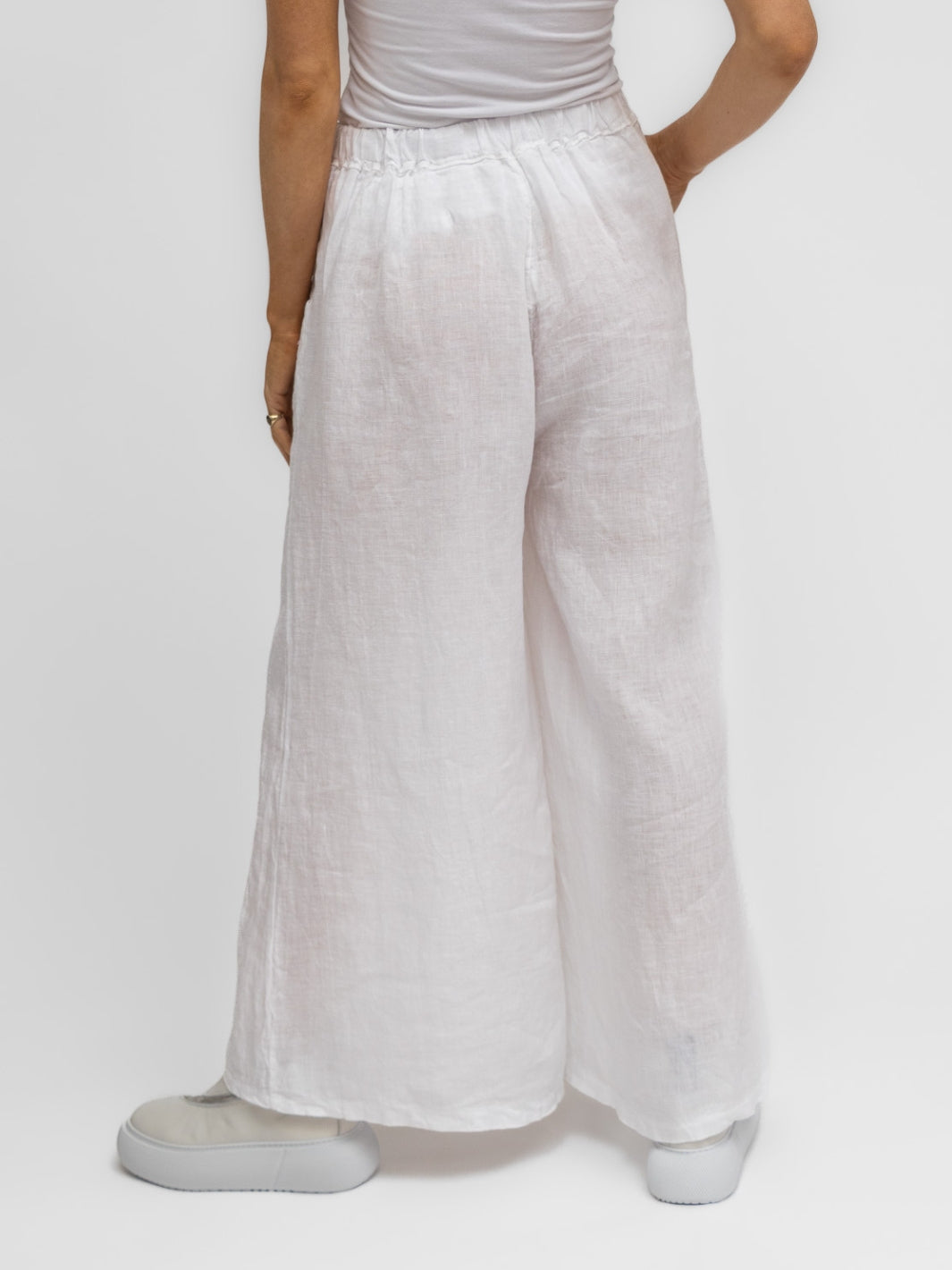 Diffusion by Kate Trousers One Size Linen Palazzo Trousers in White
