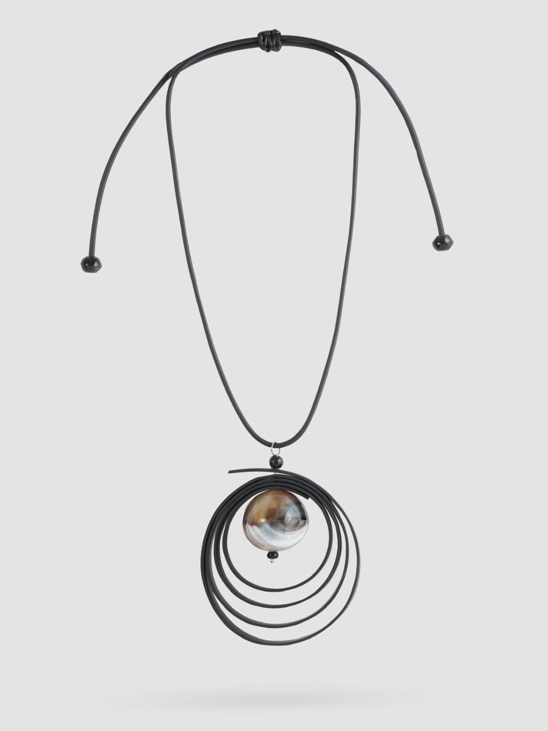 Diffusion.ie Jewellery One Size Adjustable Buffalo Horn Necklace With Ball