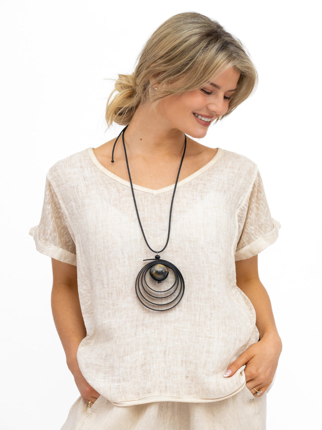 Diffusion.ie Jewellery One Size Adjustable Buffalo Horn Necklace With Ball