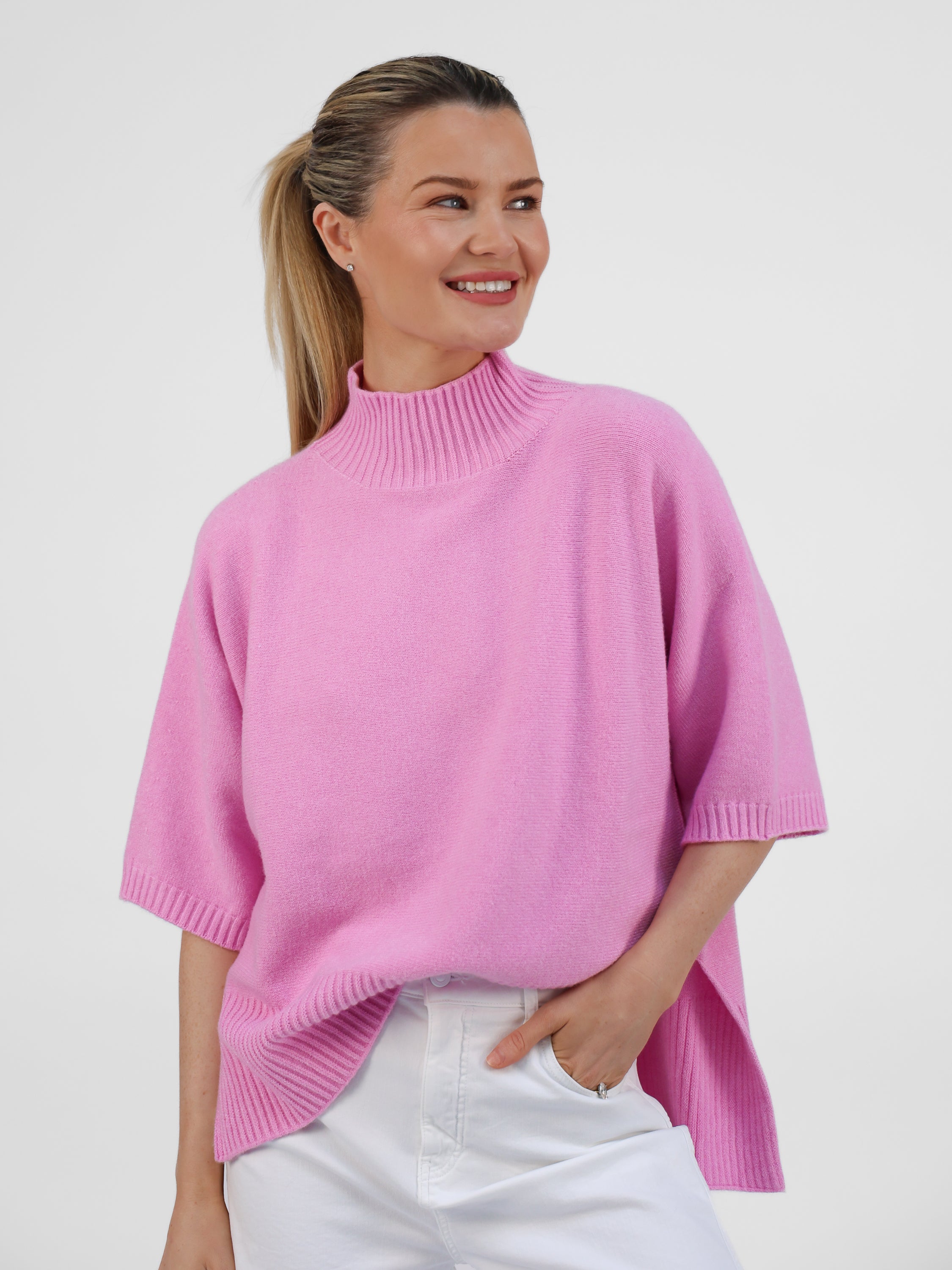 Diffusion.ie Knitwear One Size Josep Dip Back Sweater in Peony Pink