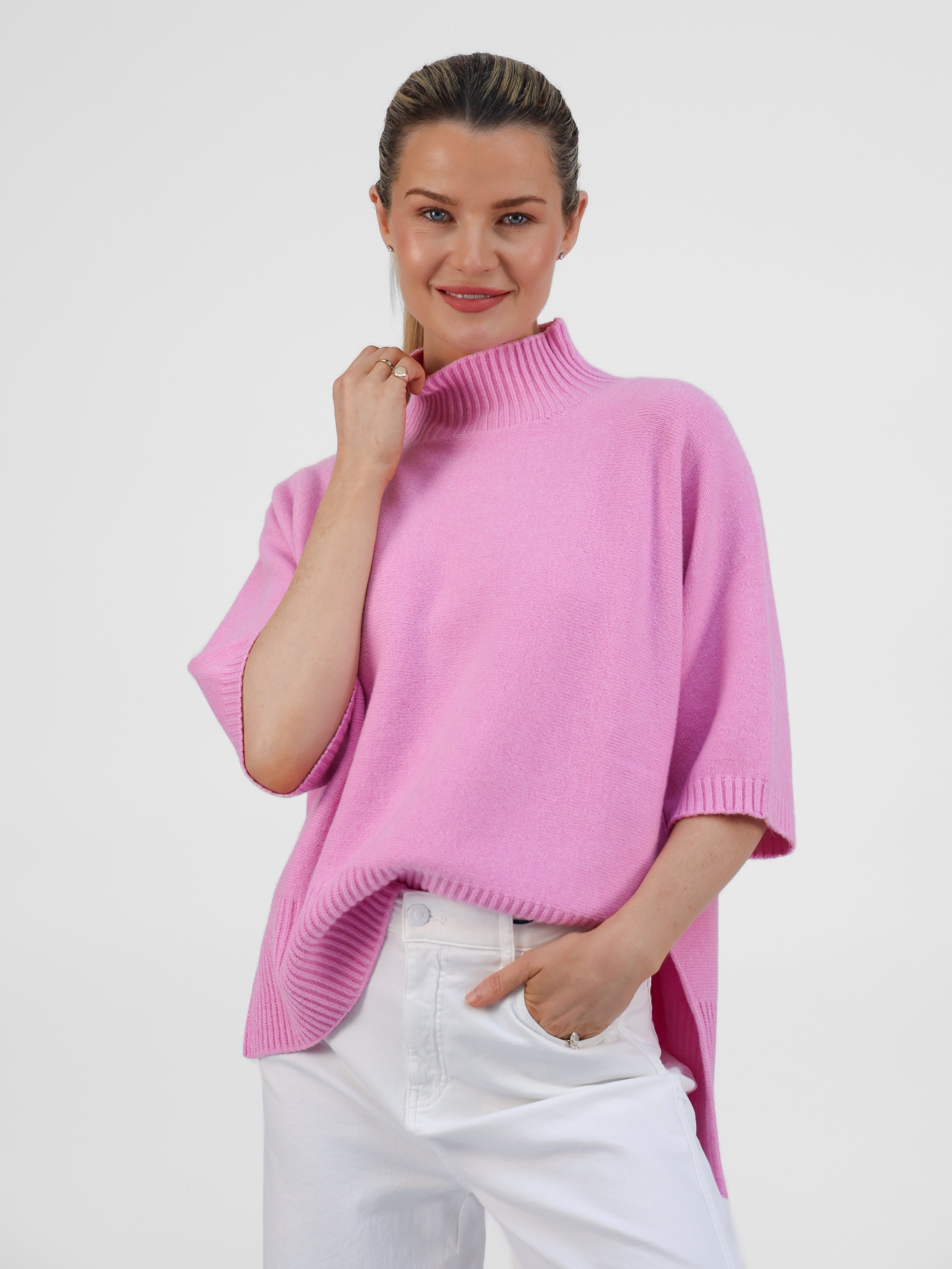 Diffusion.ie Knitwear One Size Josep Dip Back Sweater in Peony Pink
