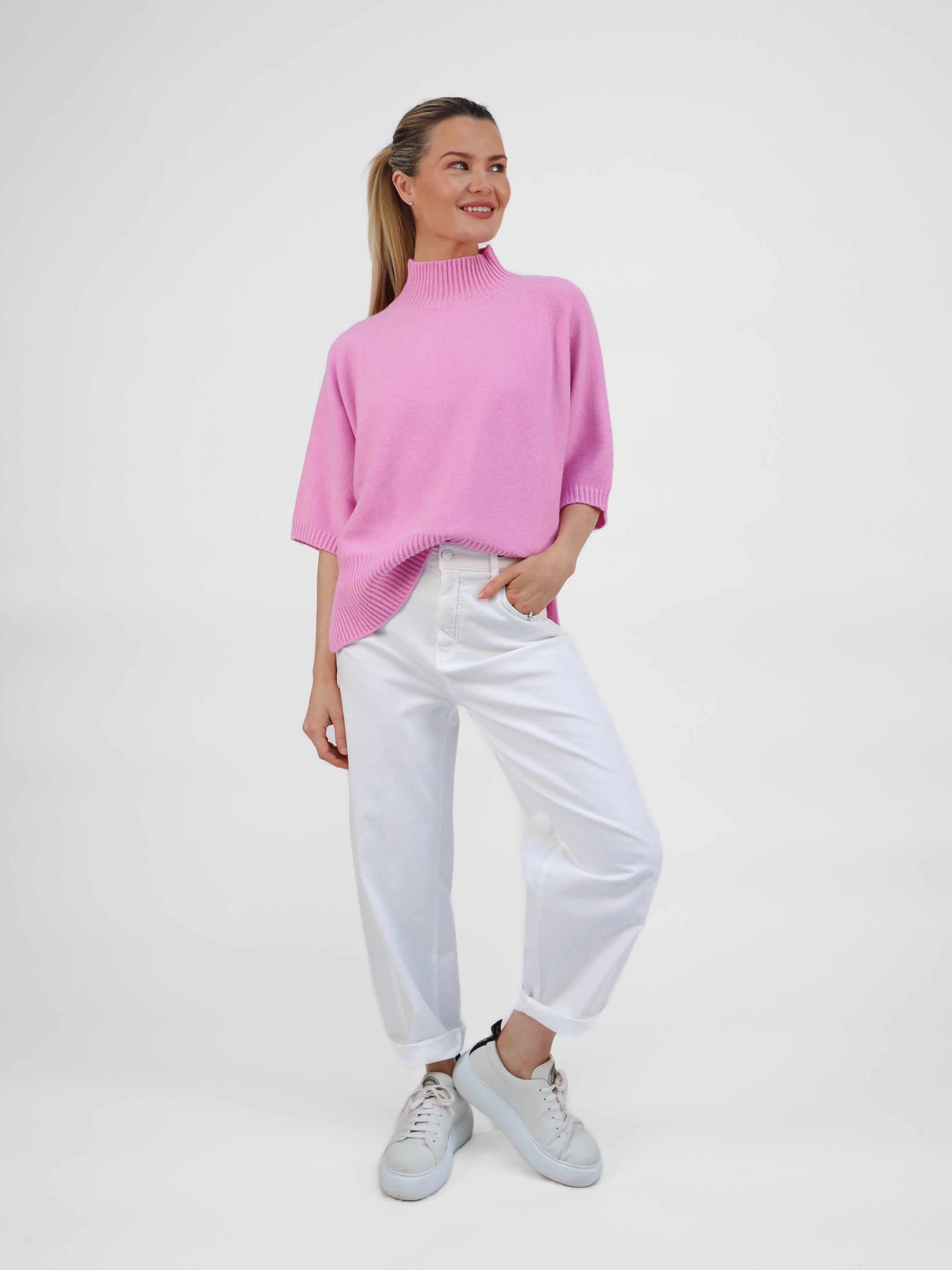 Diffusion.ie Knitwear One Size Josep Dip Back Sweater in Peony Pink