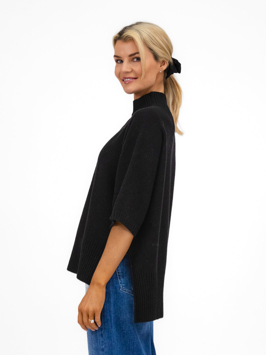 Diffusion.ie Knitwear One Size Josep Long Length Jumper With Dip Back In Black