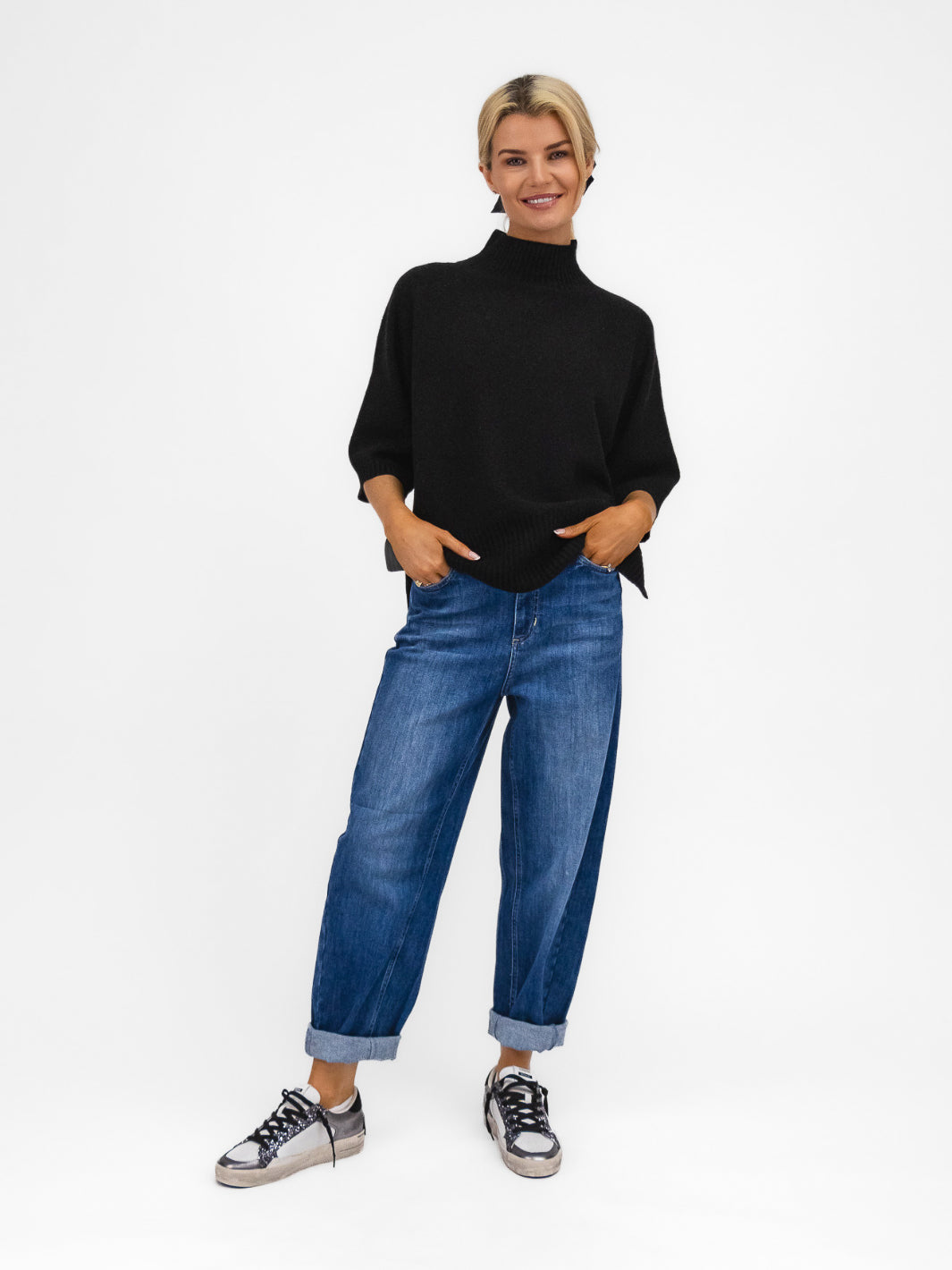 Diffusion.ie Knitwear One Size Josep Long Length Jumper With Dip Back In Black