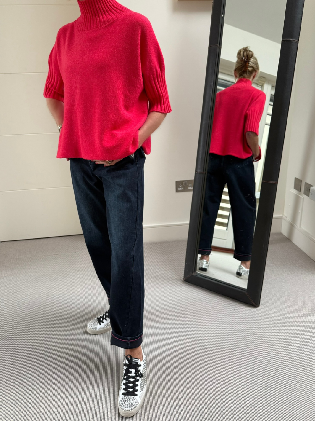 Diffusion.ie Knitwear One Size Josep Mid Length Jumper In Raspberry Red