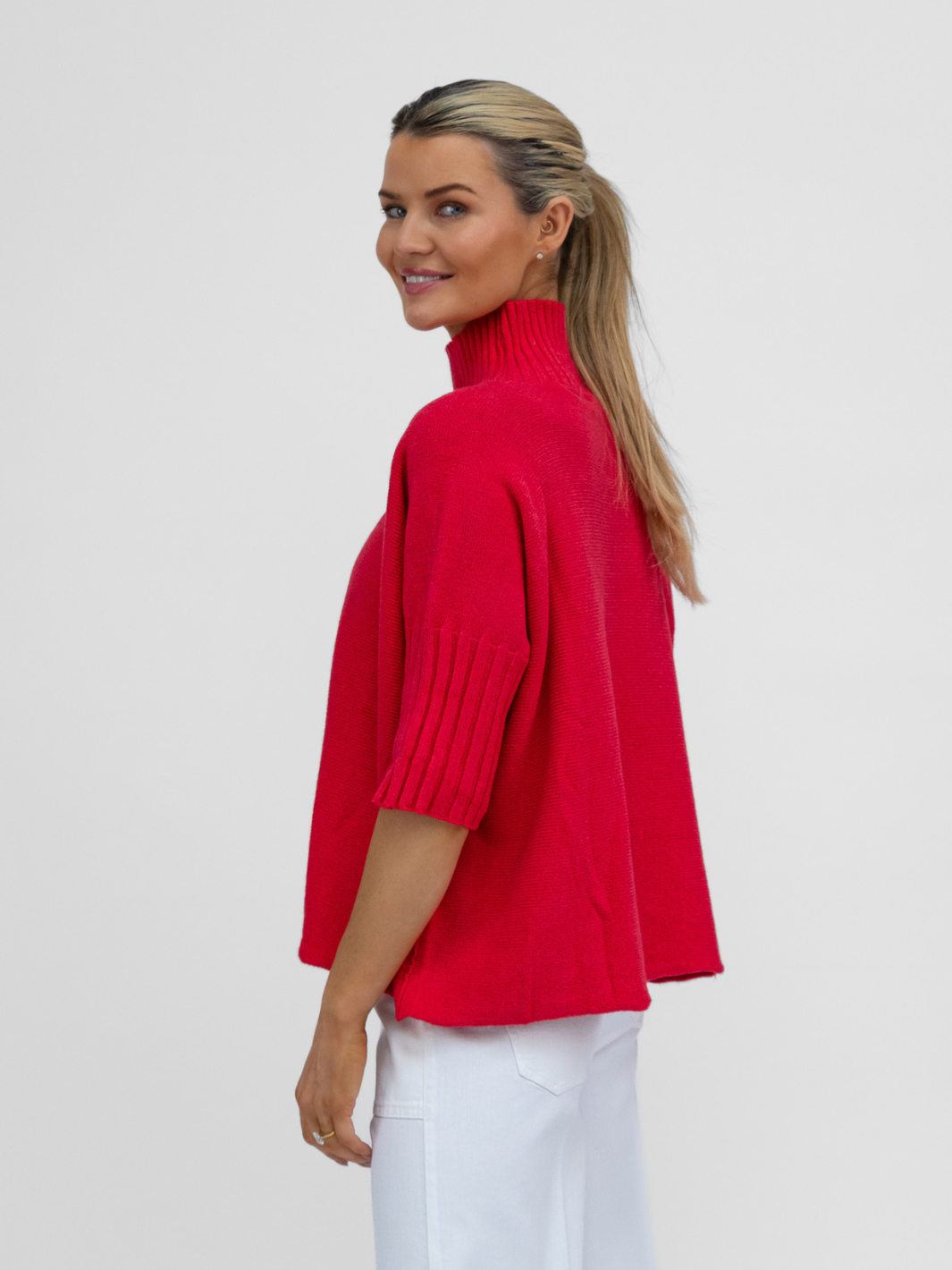 Diffusion.ie Knitwear One Size Josep Mid Length Jumper In Raspberry Red