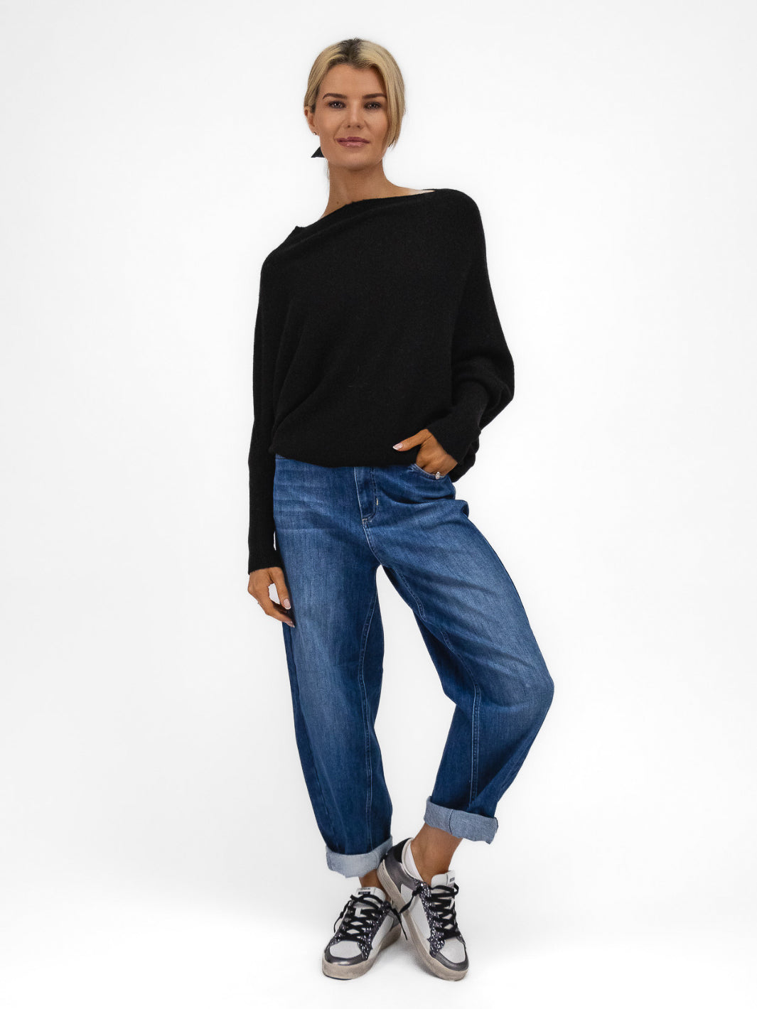 Diffusion.ie Knitwear One Size Lea Batwing Knit Jumper In Black