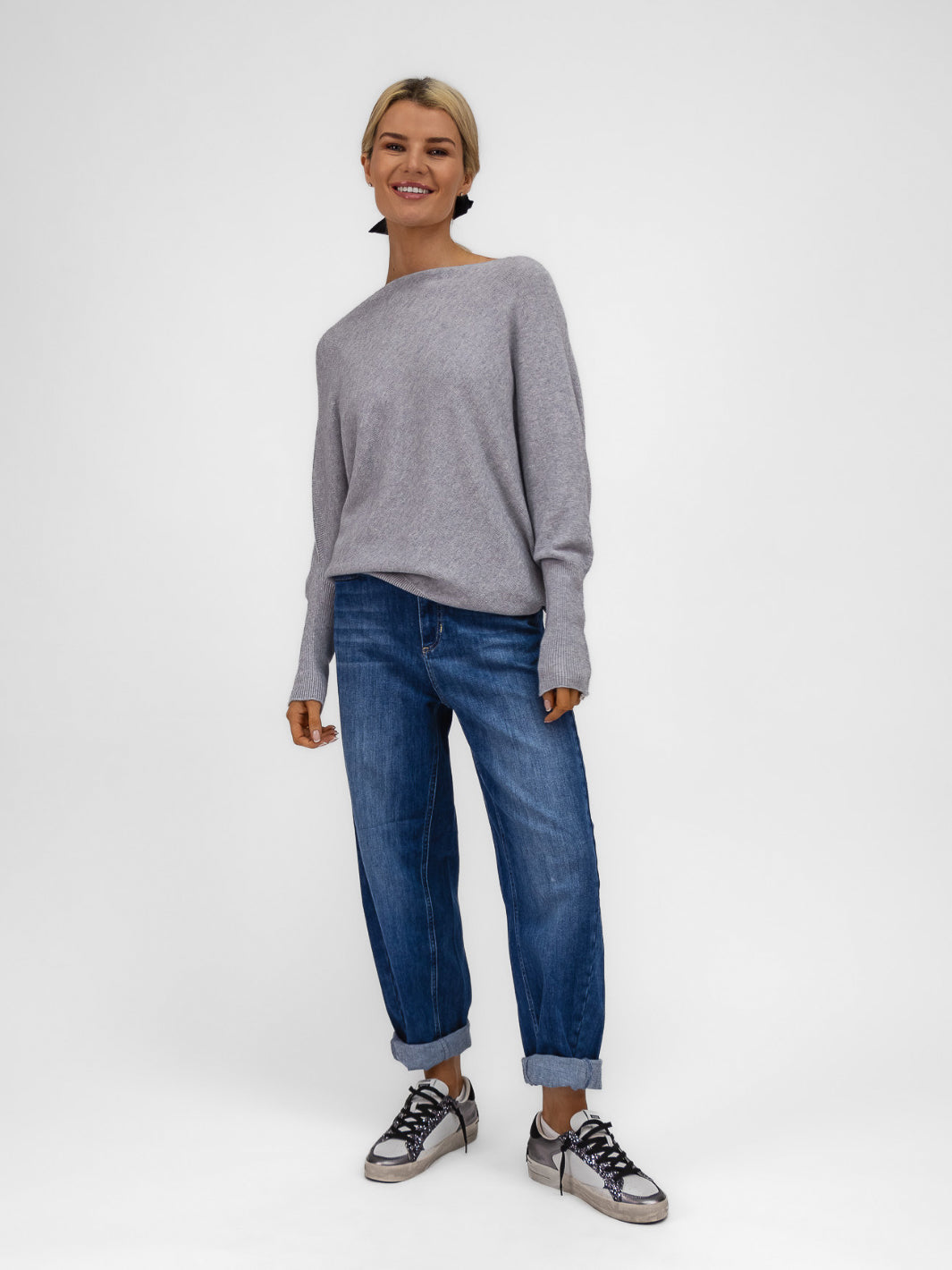Diffusion.ie Knitwear One Size Lea Batwing Knit Jumper In Soft Grey