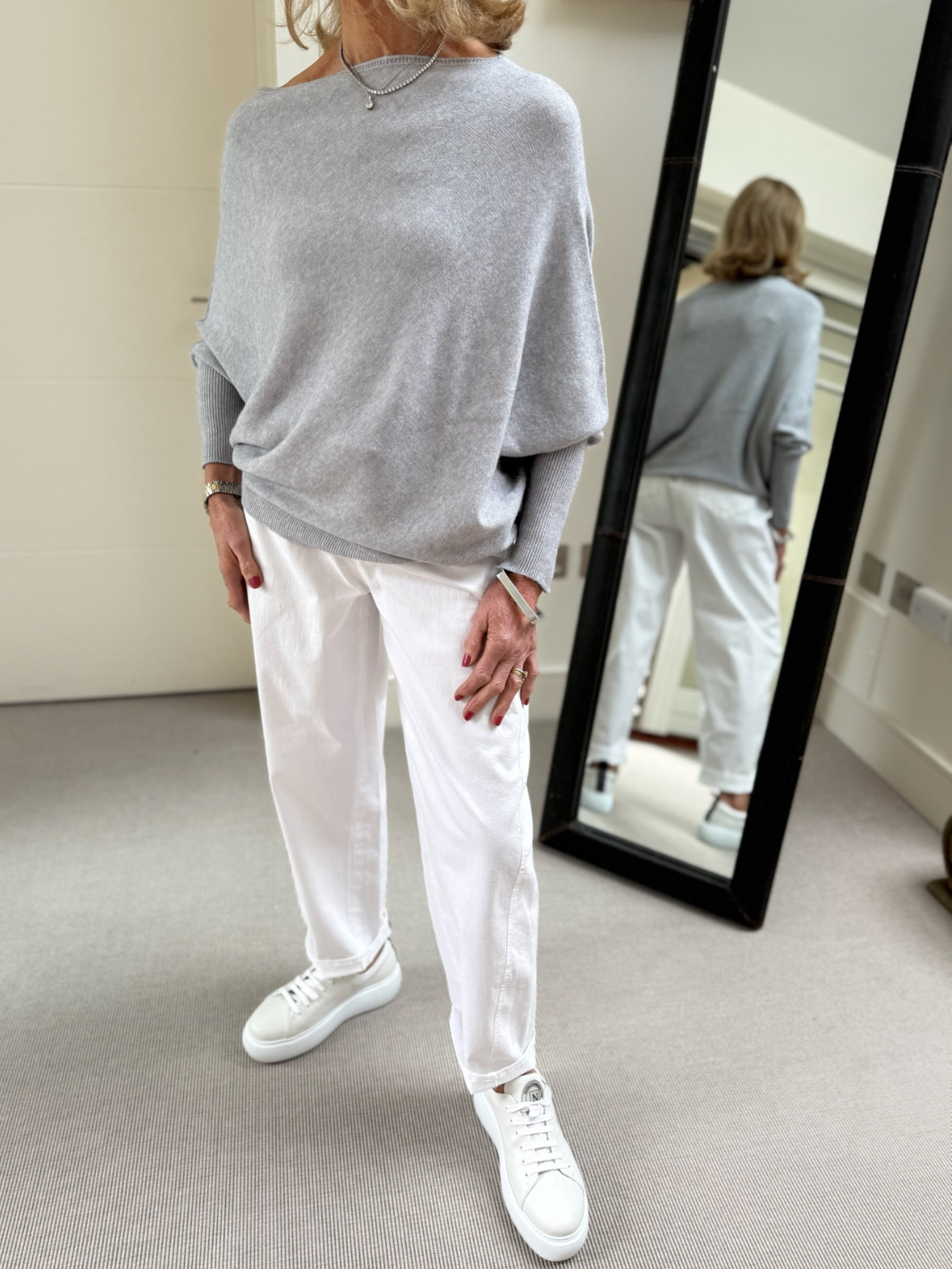 Diffusion.ie Knitwear One Size Lea Batwing Knit Jumper In Soft Grey