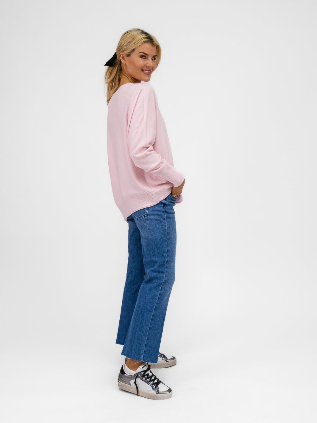 DIFFUSION.ie Knitwear One size Sienna V-Neck Jumper in Baby Pink