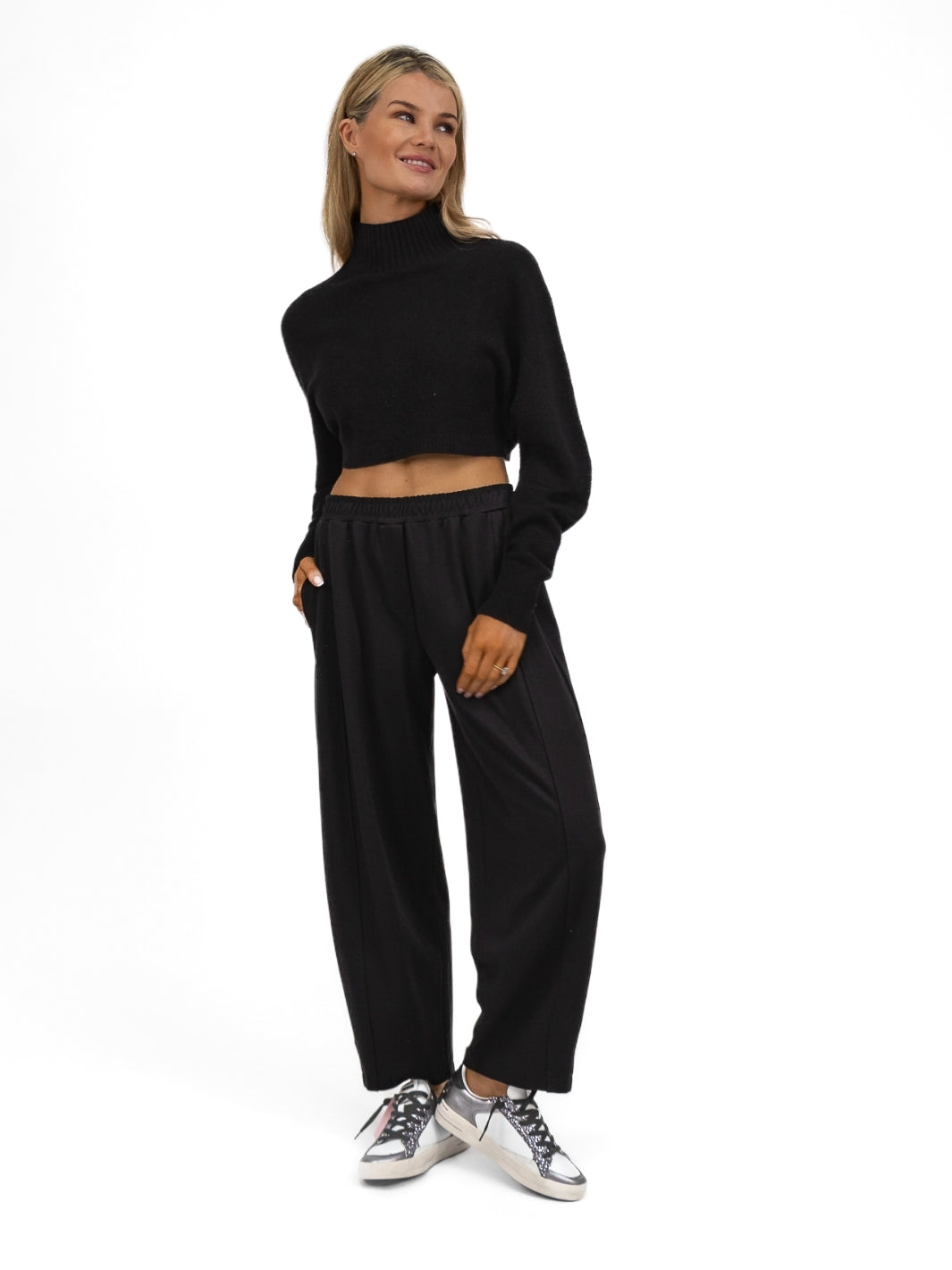 DIFFUSION.ie Knitwear One size Thea Cropped Knit Jumper In Black