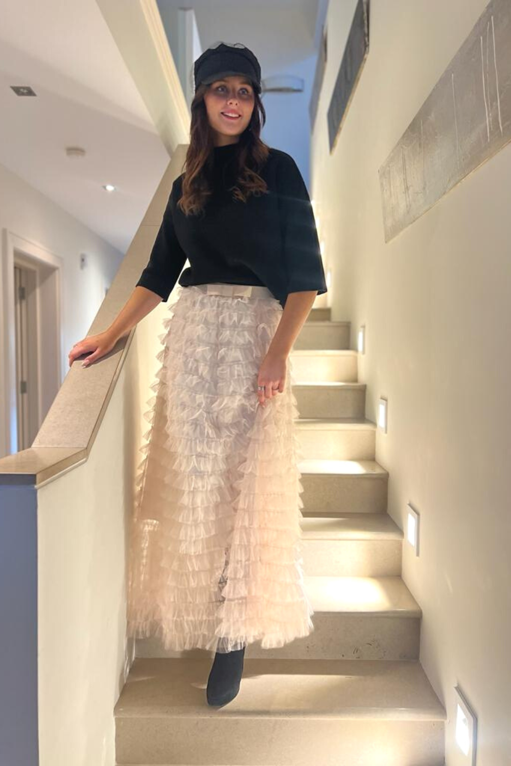 DIFFUSION.ie Ruffled Tulle Skirt in Champagne