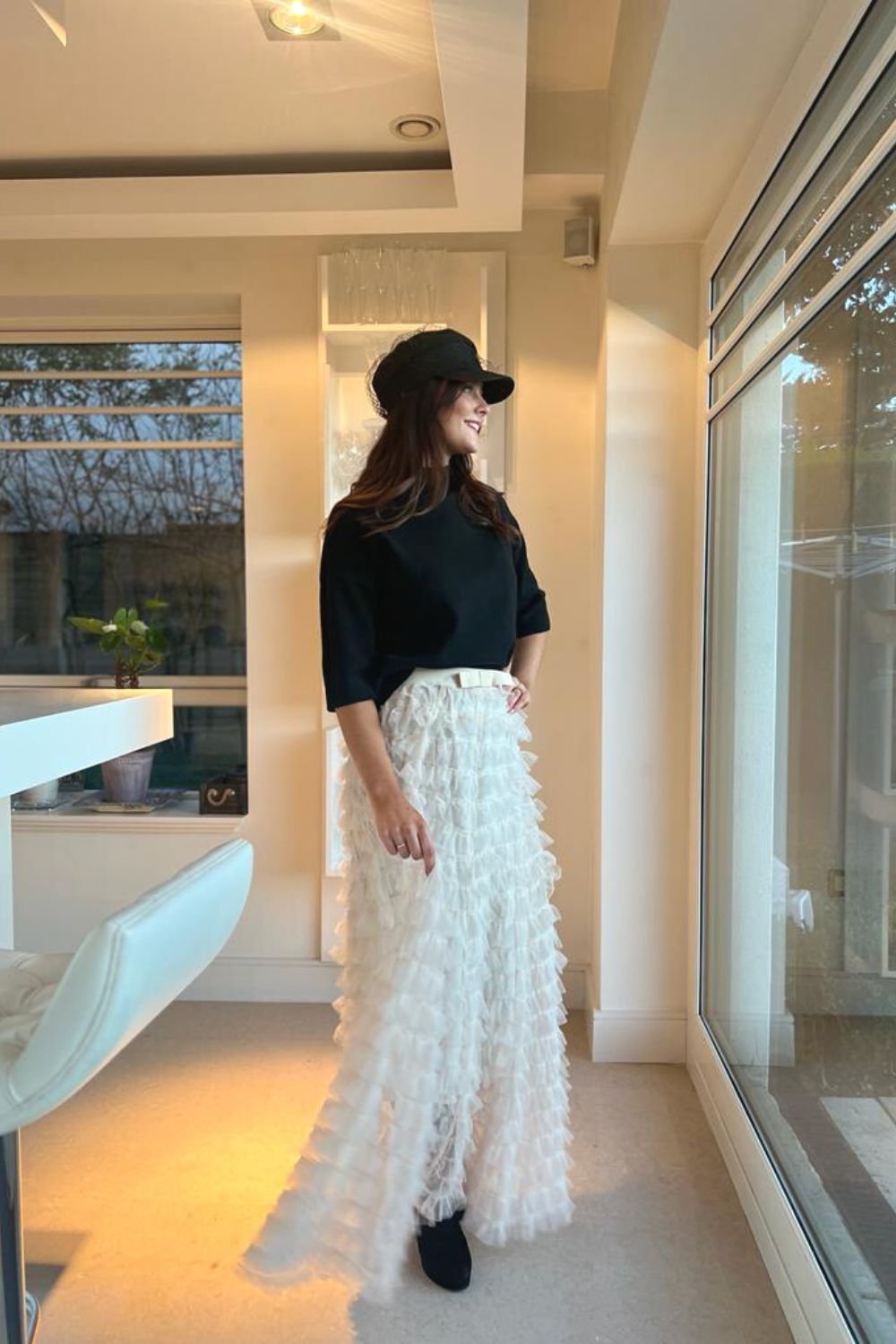 DIFFUSION.ie Ruffled Tulle Skirt in Champagne