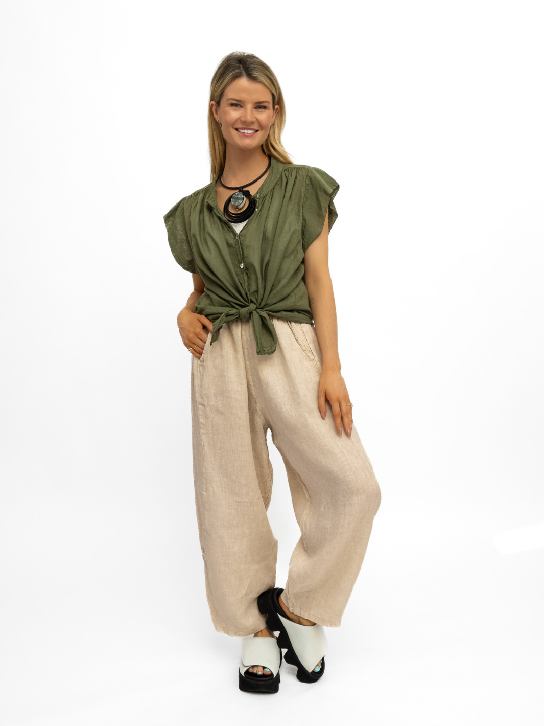 Diffusion.ie Shirt One Size Mia Cotton Shirt in Khaki