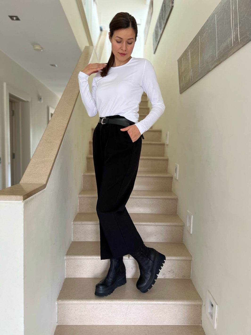 Diffusion.ie Top Sisters Point Long sleeve round neck tee in white