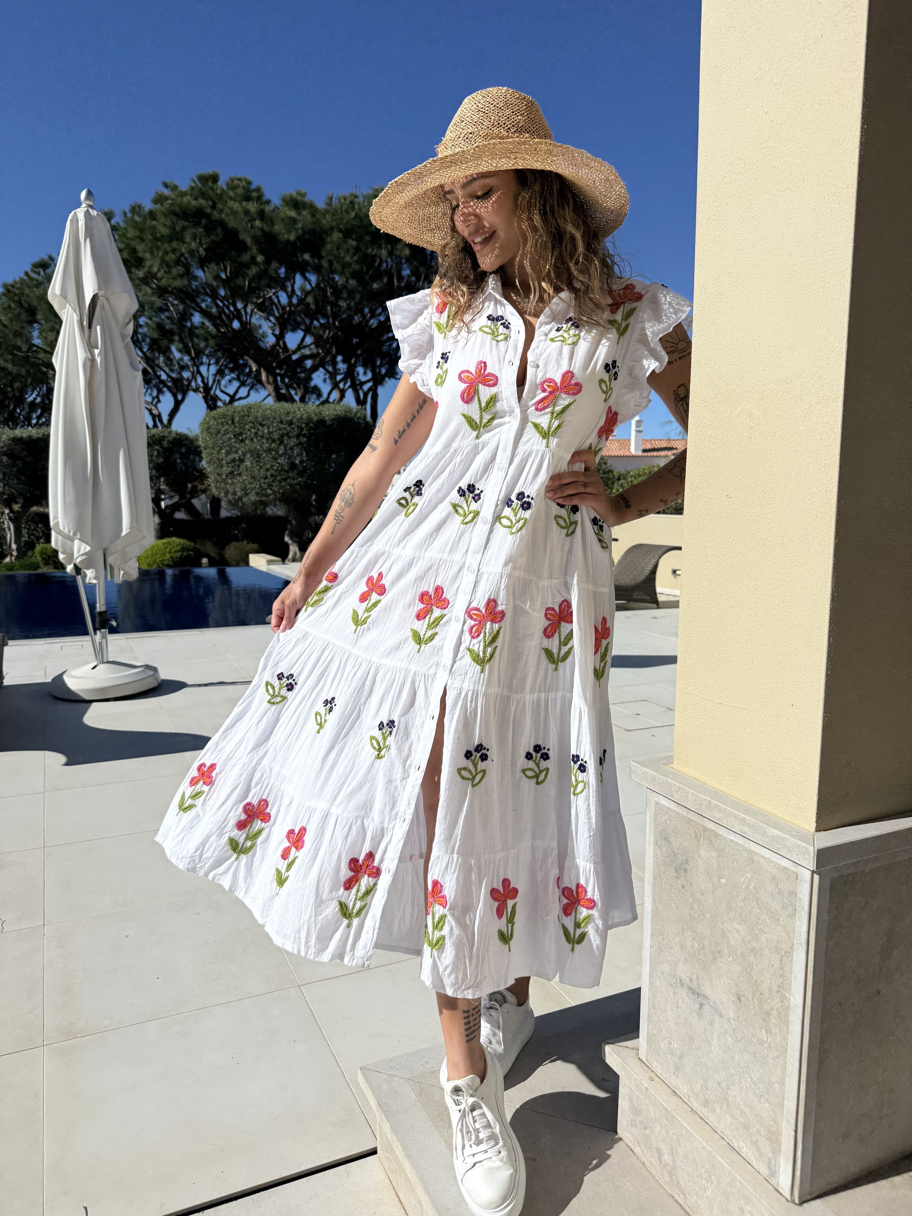 Dream Dress Fiorita Dress In White Multicolour