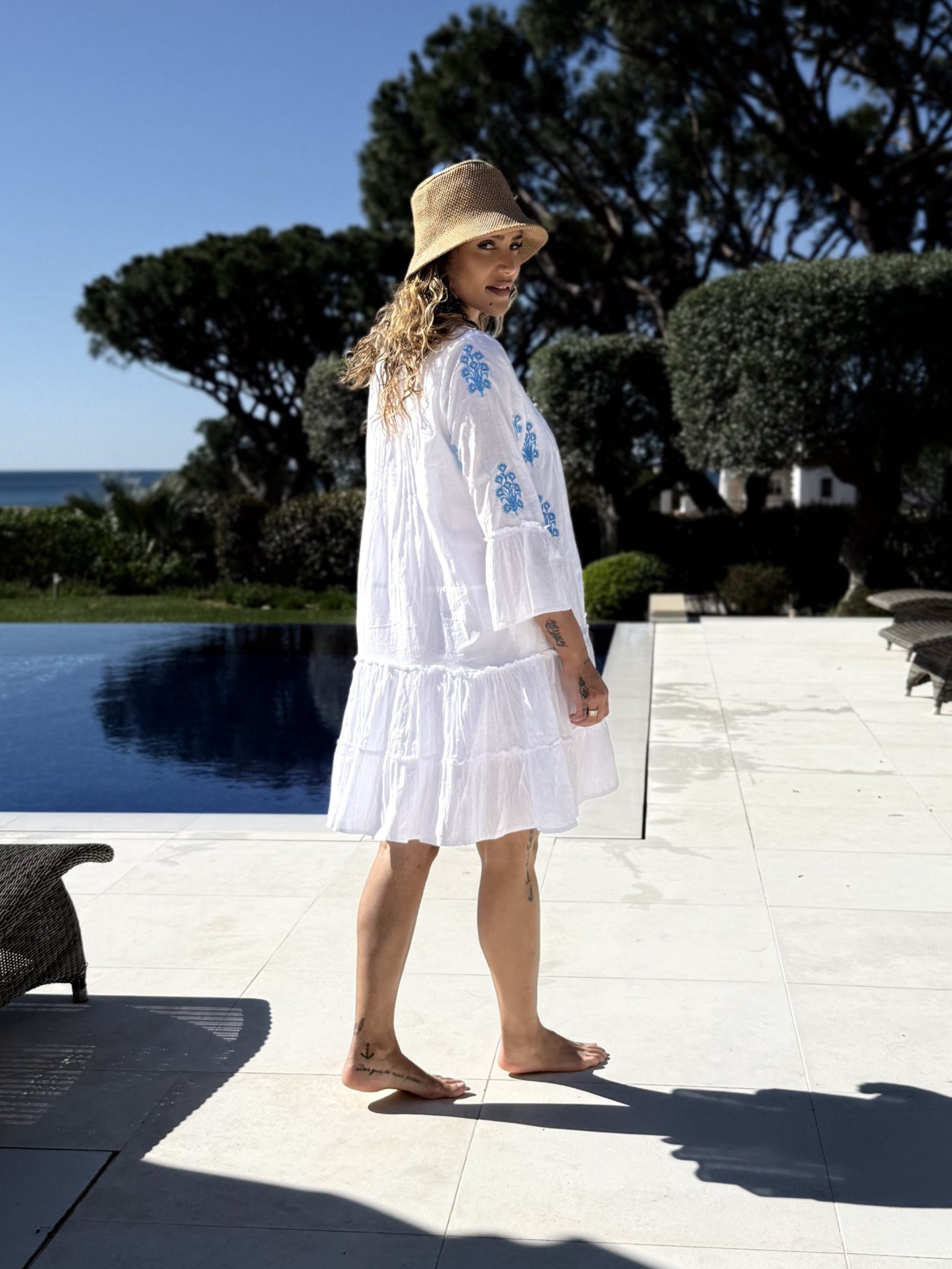 Dream Dress Santorini Dress In White Blue