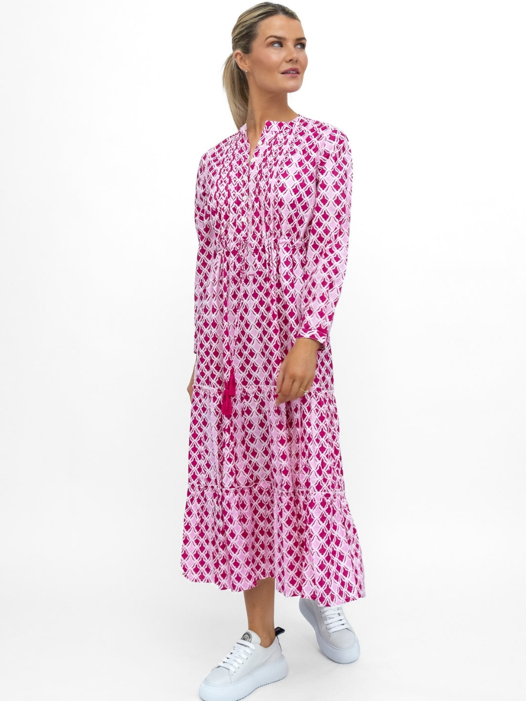 Dream Dresses Dress Corfu Cotton Dress In Pink Raspberry Print