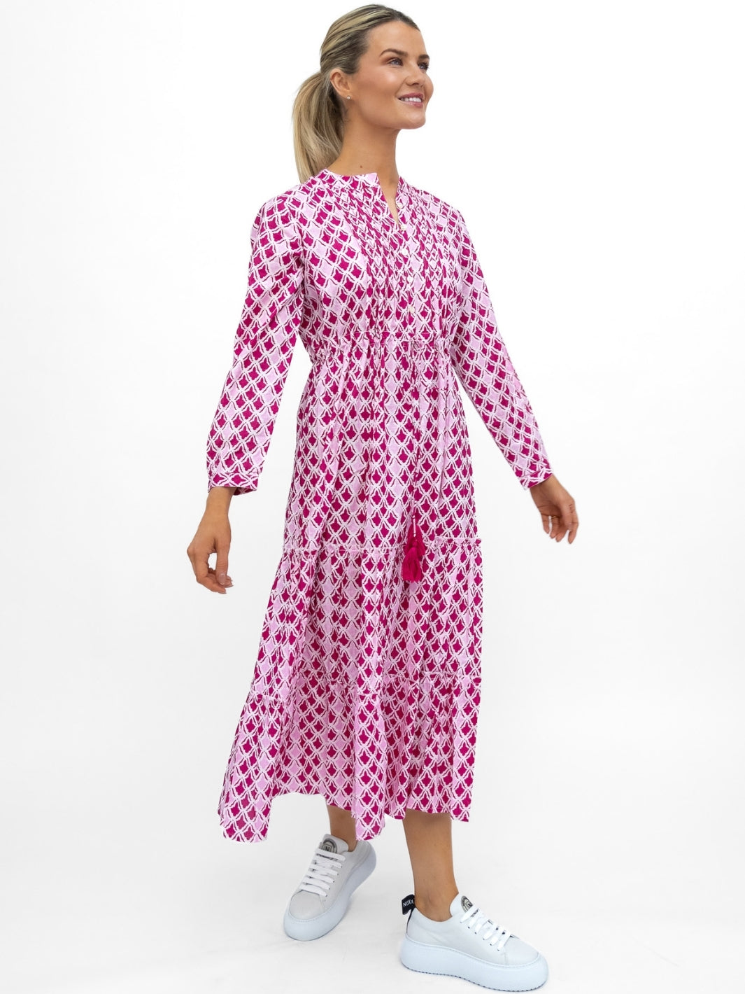 Dream Dresses Dress Corfu Cotton Dress In Pink Raspberry Print