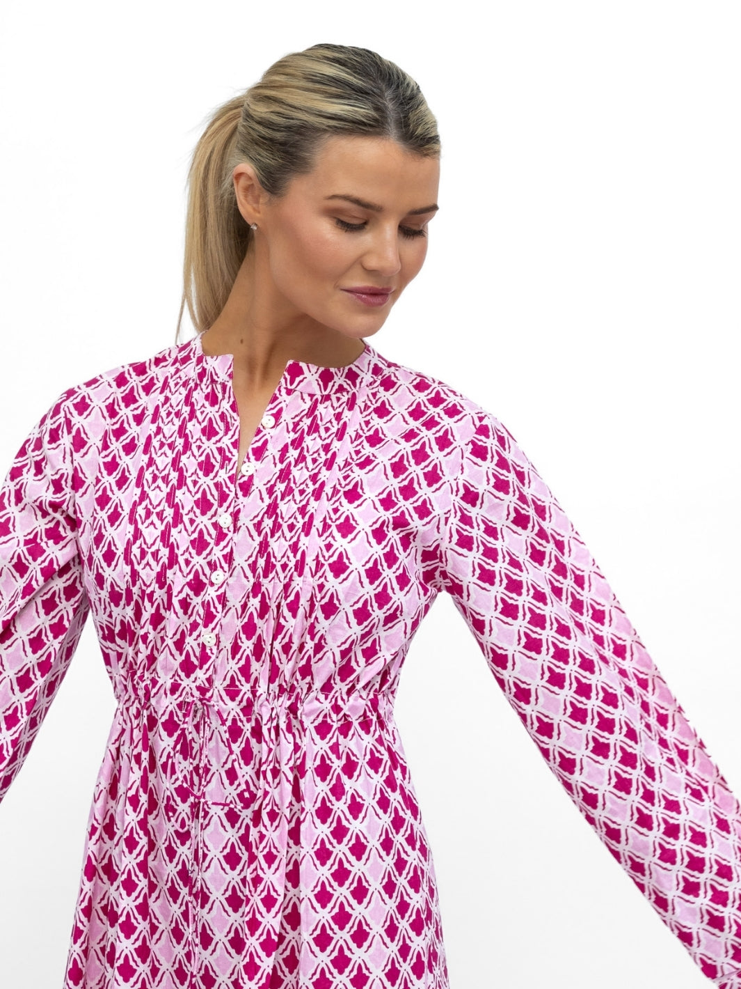 Dream Dresses Dress Corfu Cotton Dress In Pink Raspberry Print