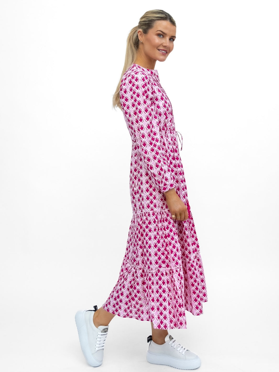 Dream Dresses Dress Corfu Cotton Dress In Pink Raspberry Print