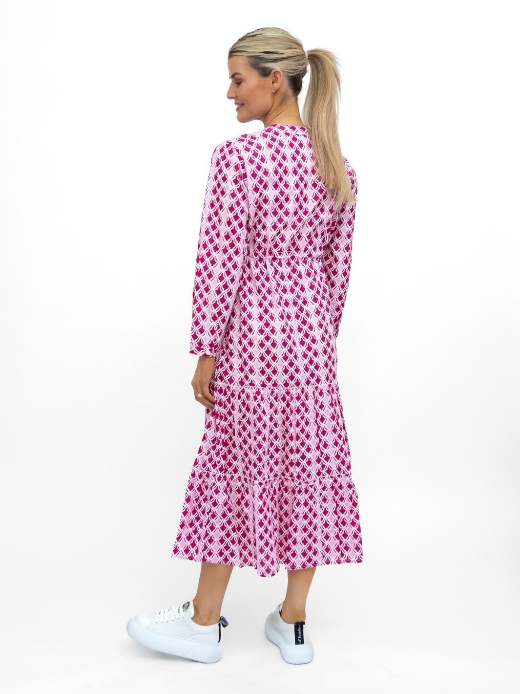 Dream Dresses Dress Corfu Cotton Dress In Pink Raspberry Print