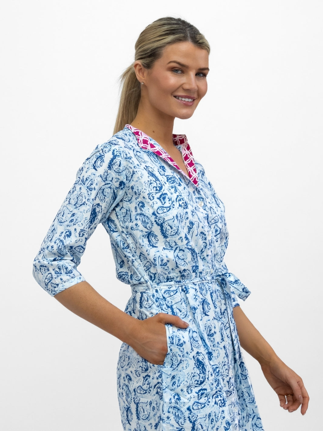 Dream Dresses Dress Doris Cover Up Dress In Cleo Blue Print