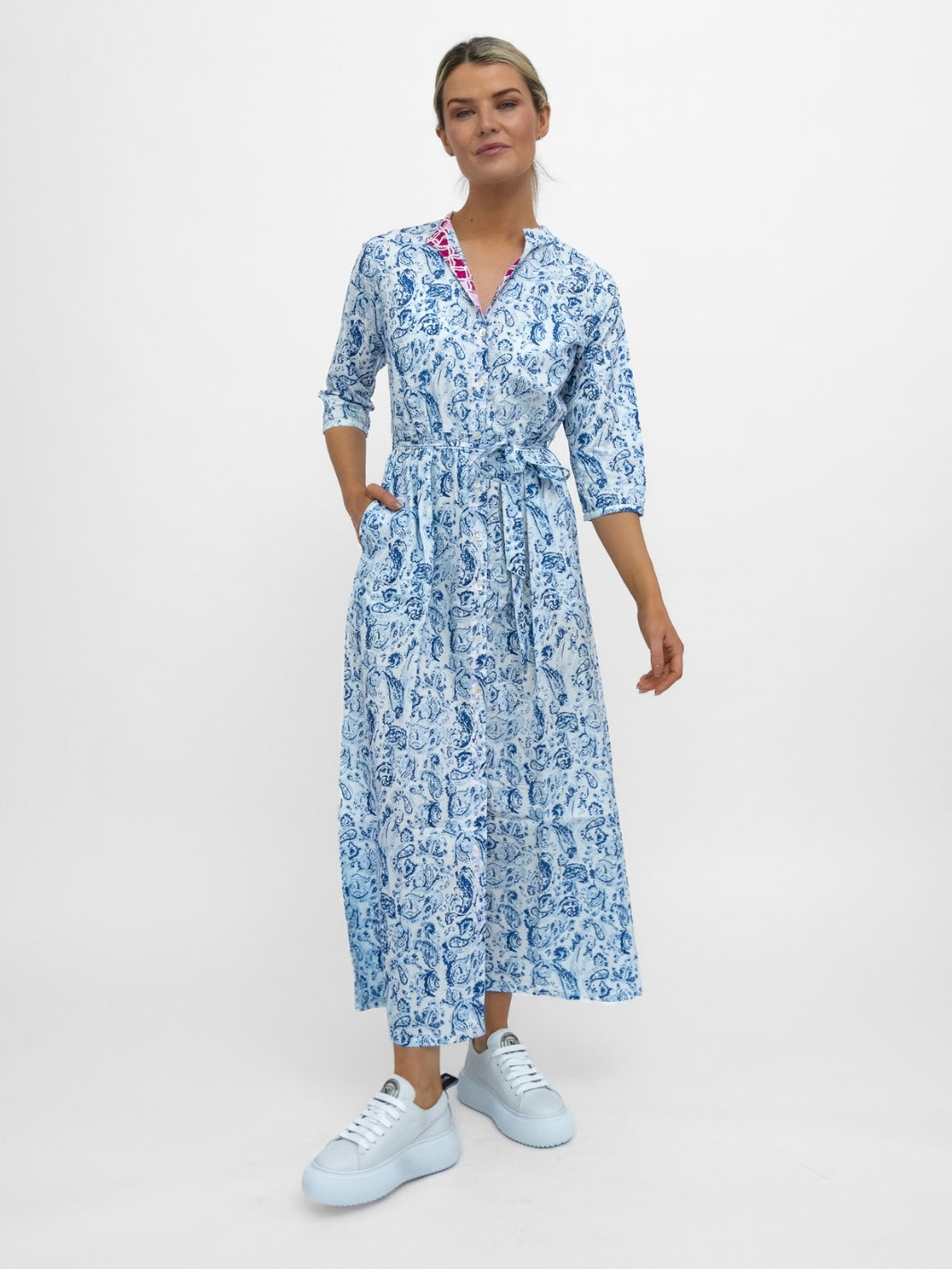Dream Dresses Dress Doris Cover Up Dress In Cleo Blue Print
