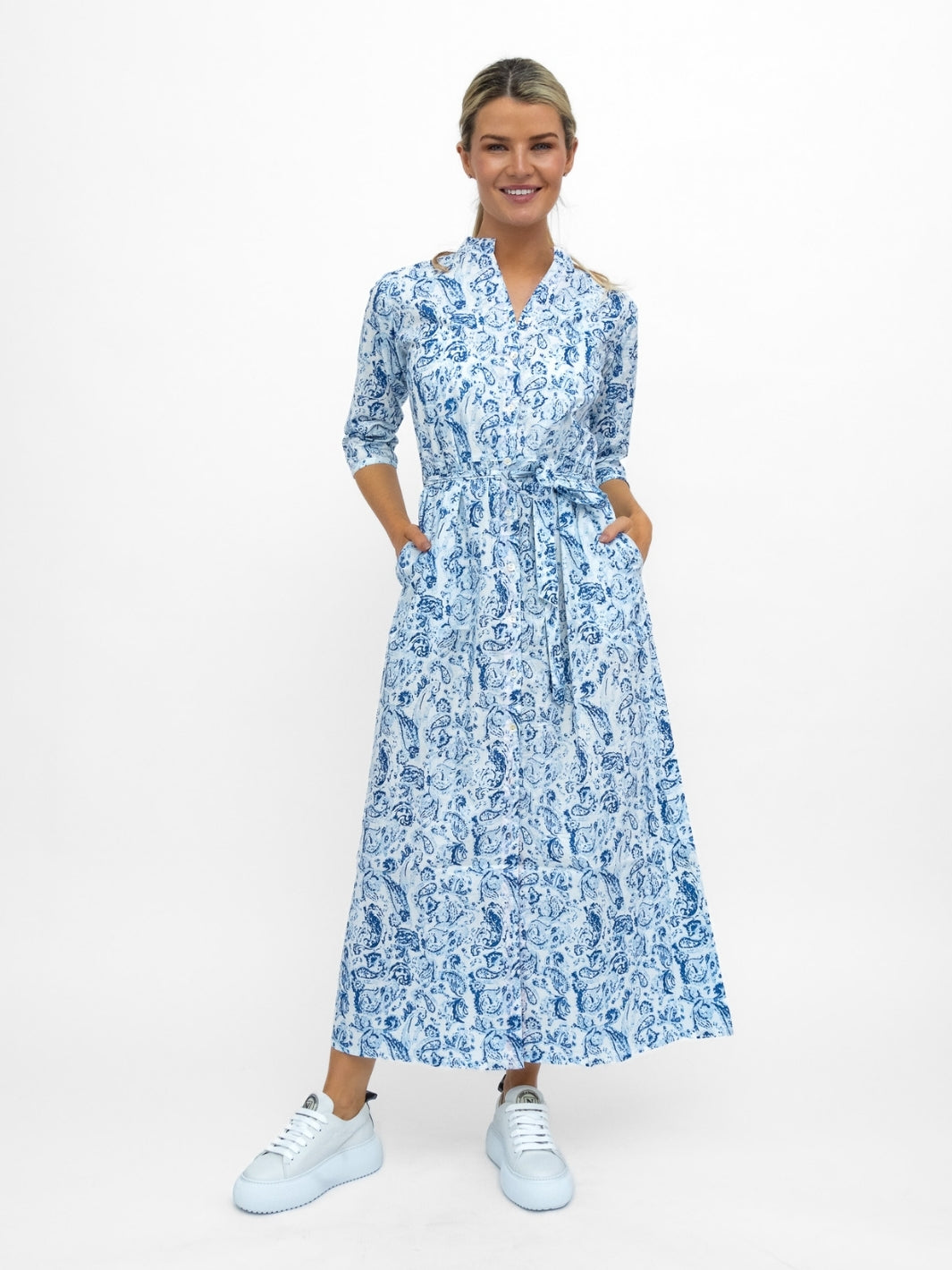 Dream Dresses Dress Doris Cover Up Dress In Cleo Blue Print
