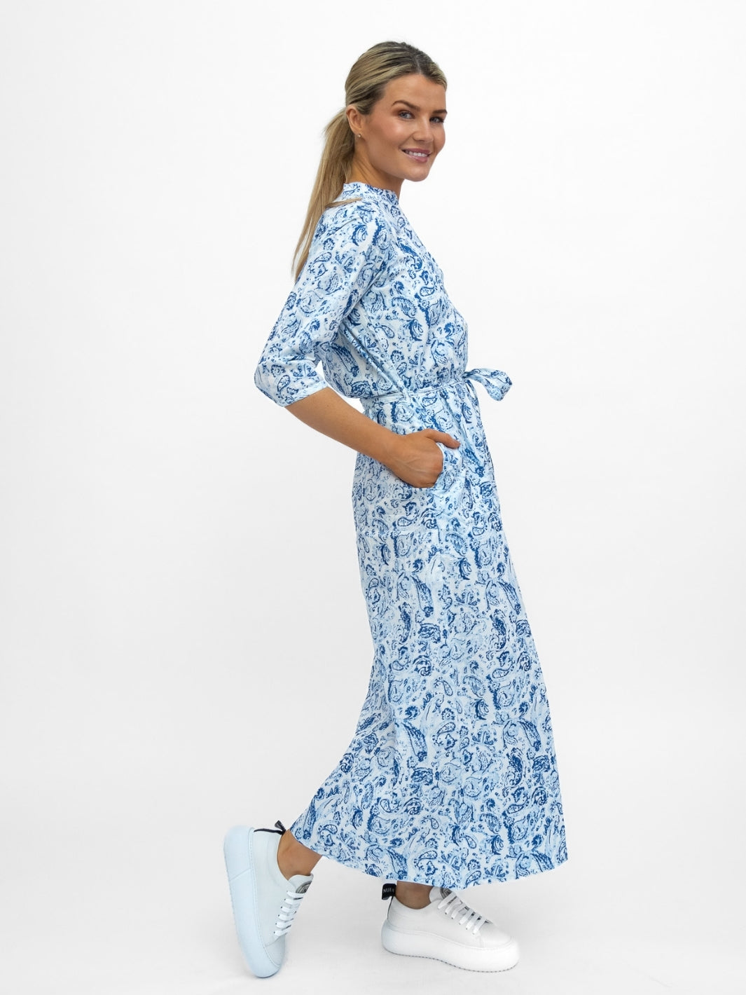 Dream Dresses Dress Doris Cover Up Dress In Cleo Blue Print