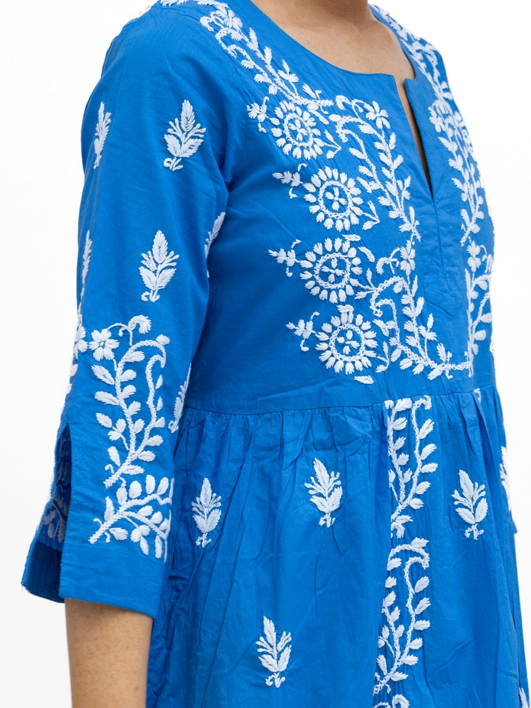 Dream Dresses Dress Jumairah Cotton Dress In Sky Blue With Embroidery
