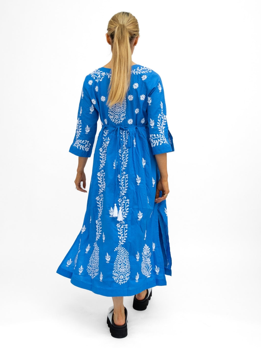 Dream Dresses Dress Jumairah Cotton Dress In Sky Blue With Embroidery