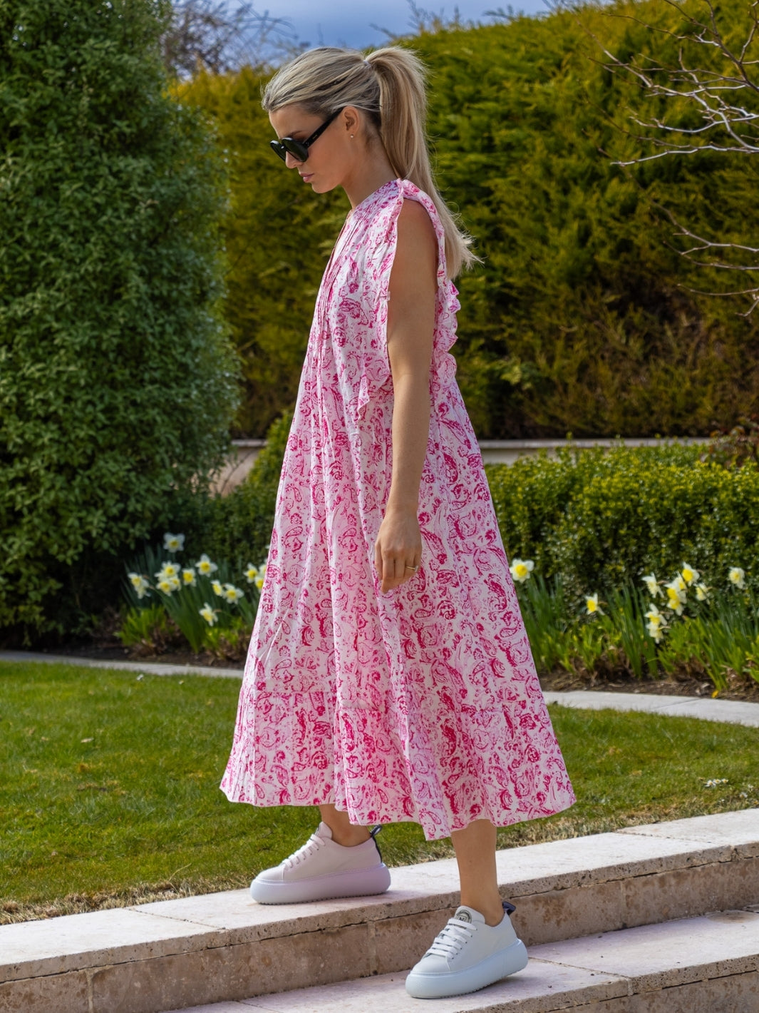 Dream Dresses Dress Marcia Cotton Dress In Pink Print