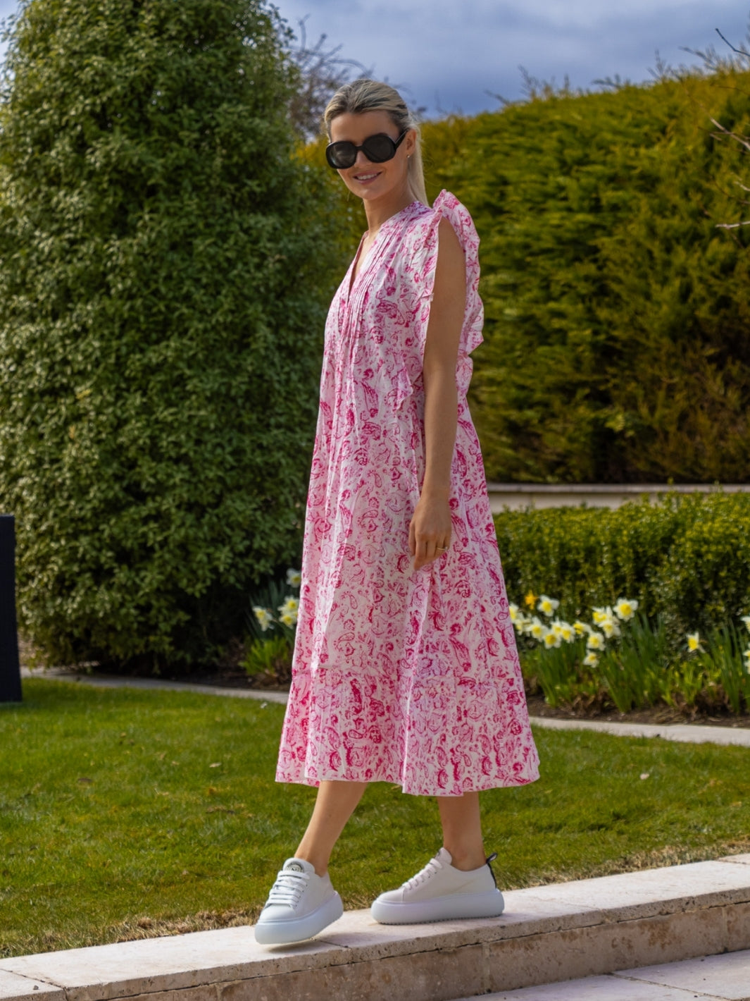 Dream Dresses Dress Marcia Cotton Dress In Pink Print