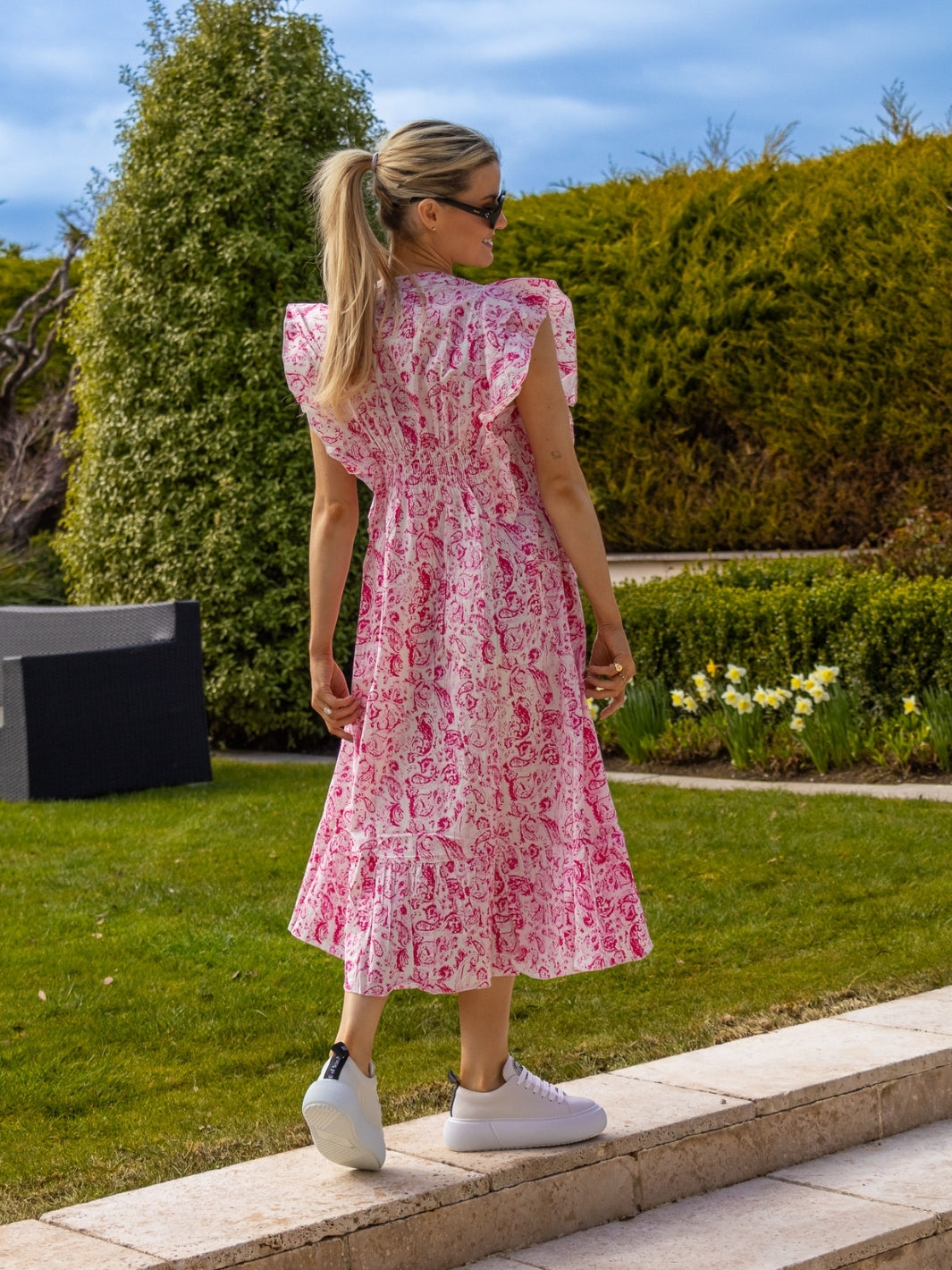 Dream Dresses Dress Marcia Cotton Dress In Pink Print